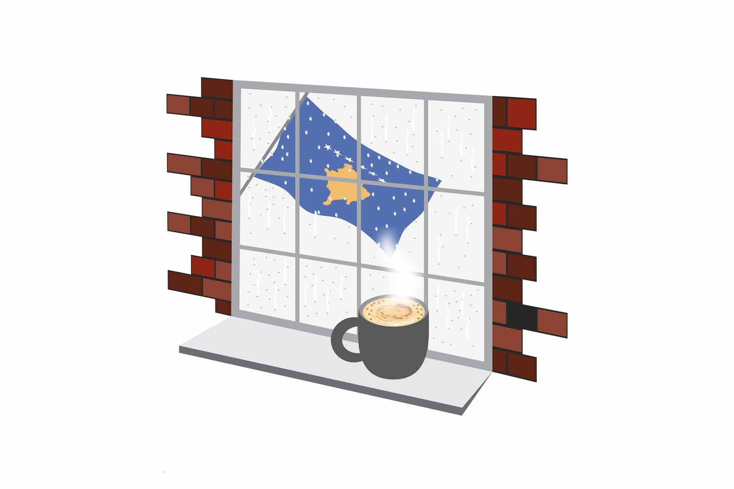 Kosovo Coffee Rain Window Fridge Magnet