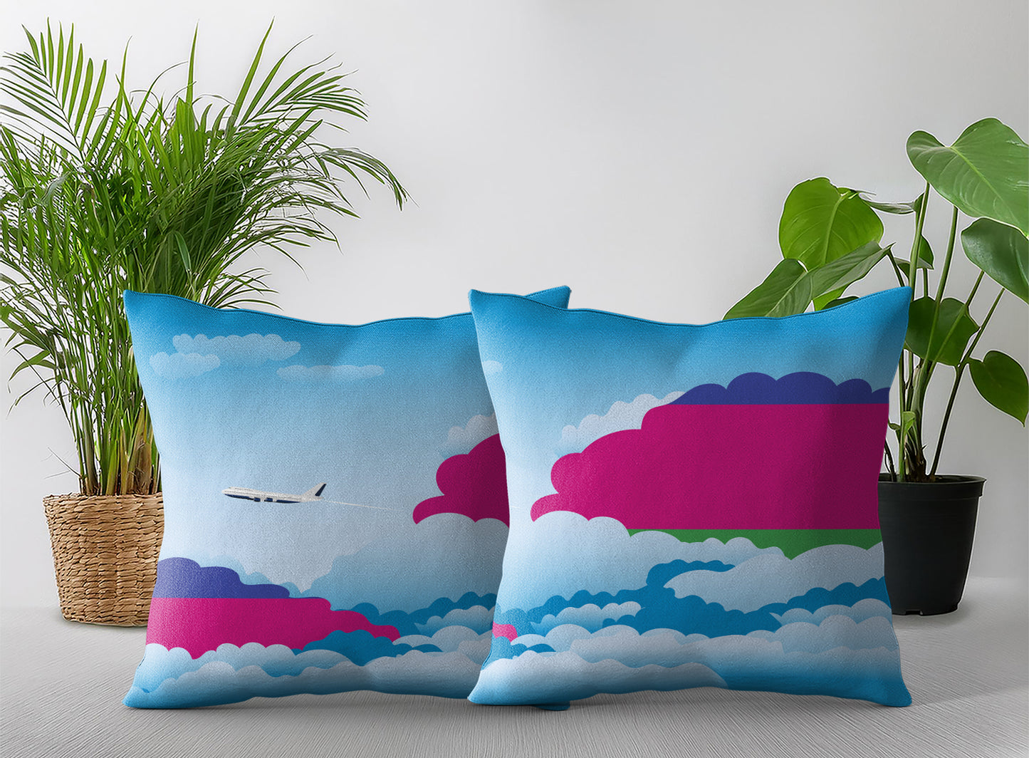 Kuban Peoples Republic World Airplane Day Clouds Square & Rectangle Pillow Cases | Aviation Decorative Pillow Covers