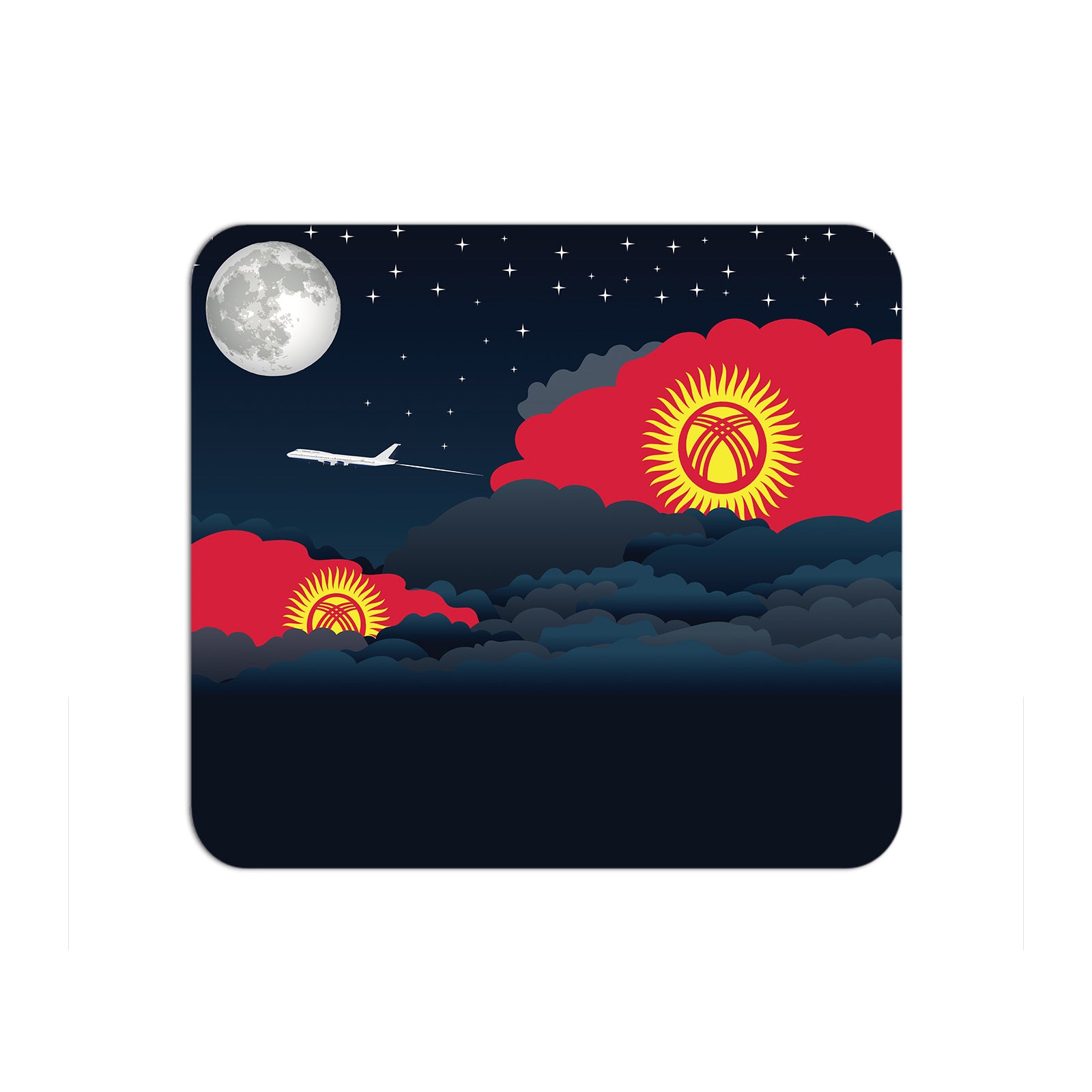 Kyrgyzstan Airplane Airport Flight Night Clouds Mousepad 