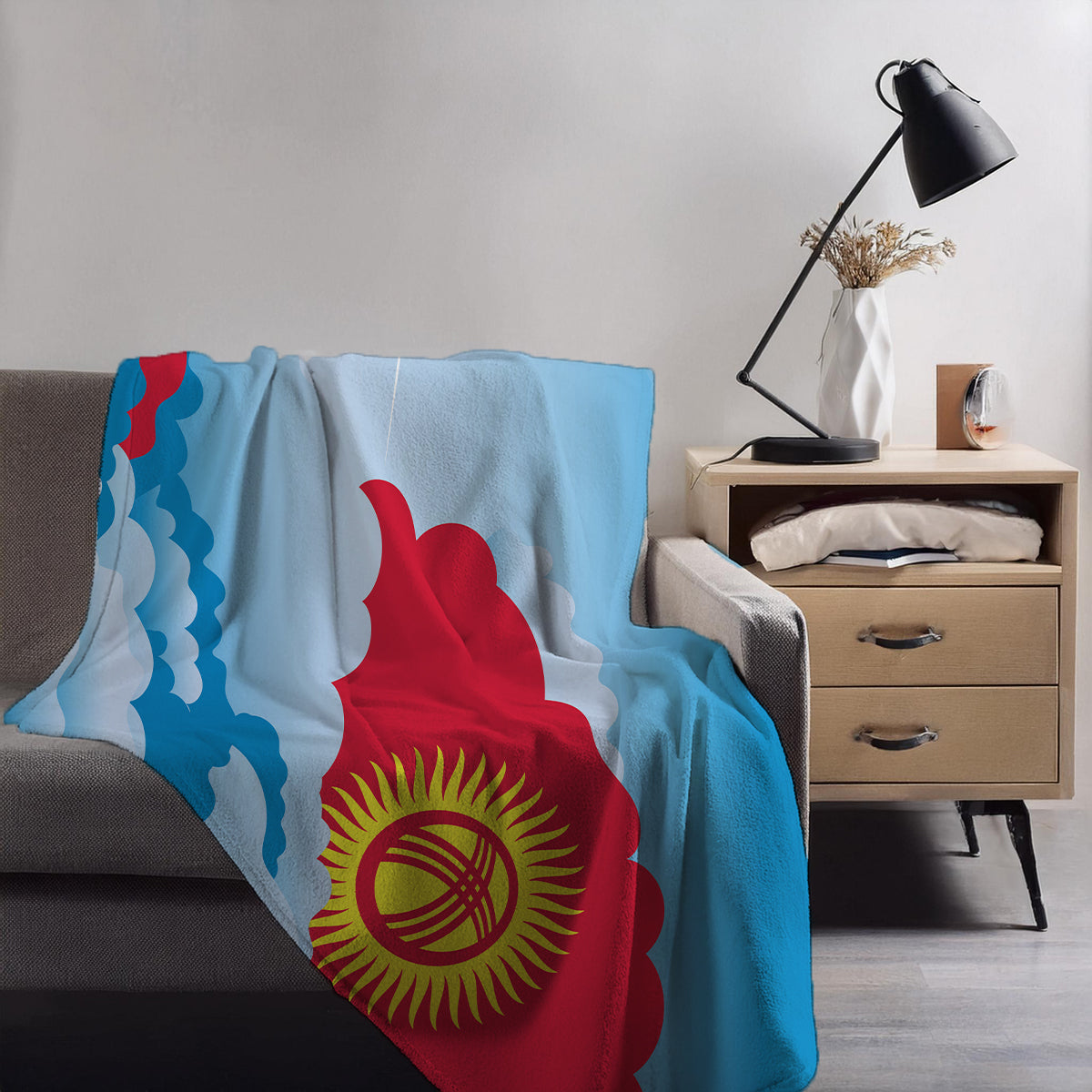 Kyrgyzstan Day Clouds Blankets & Throws | Soft Premium Blankets | City Posters Plus