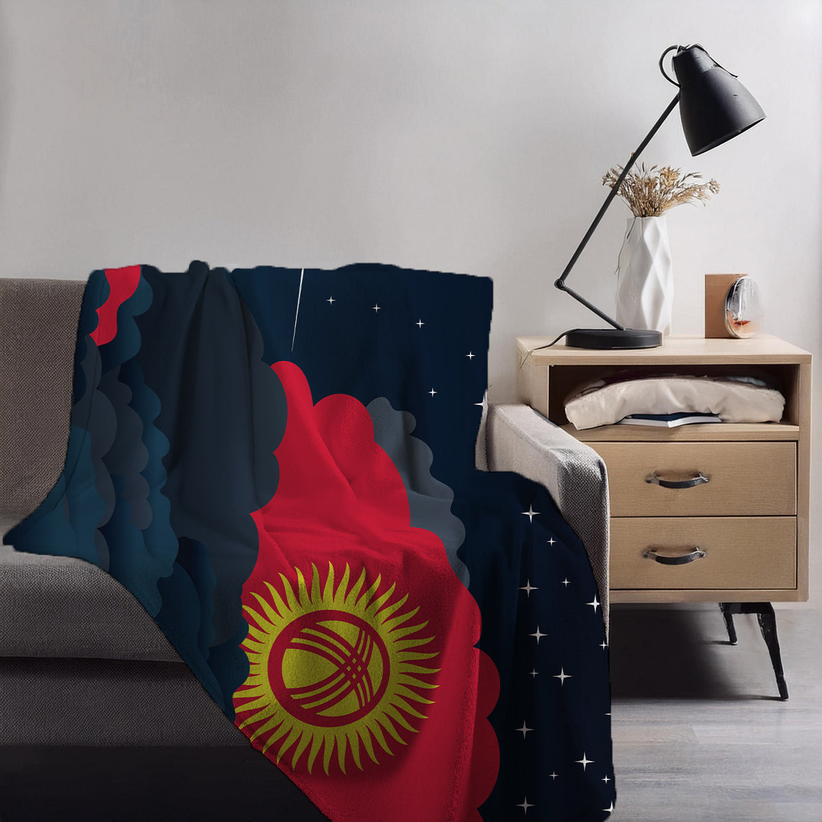 Kyrgyzstan Night Clouds Blankets & Throws | Premium Soft Blankets | City Posters Plus