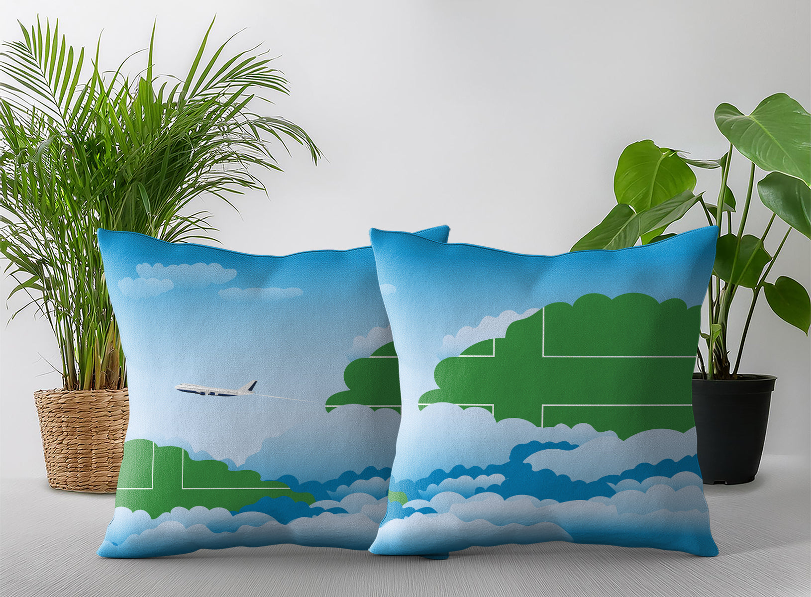 Ladonia Day Clouds Pillow Case and Pillow Throw