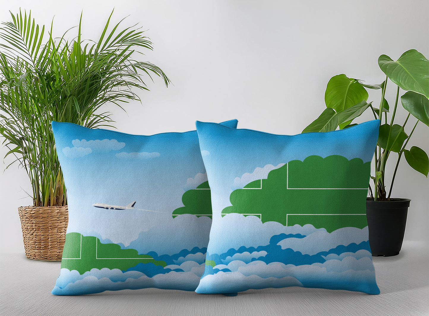 Ladonia World Airplane Day Clouds Square & Rectangle Pillow Cases | Aviation Decorative Pillow Covers
