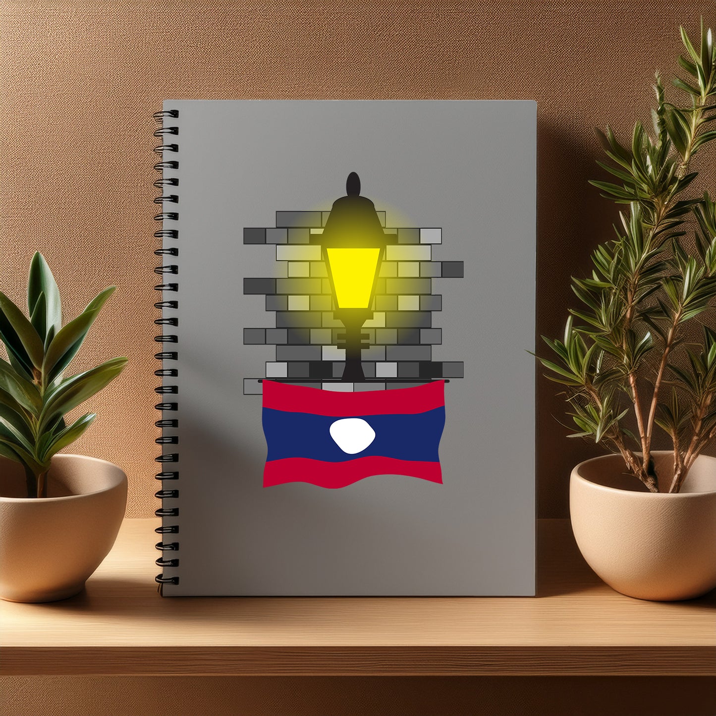 Laos  Street Lamp Bricks Notebook