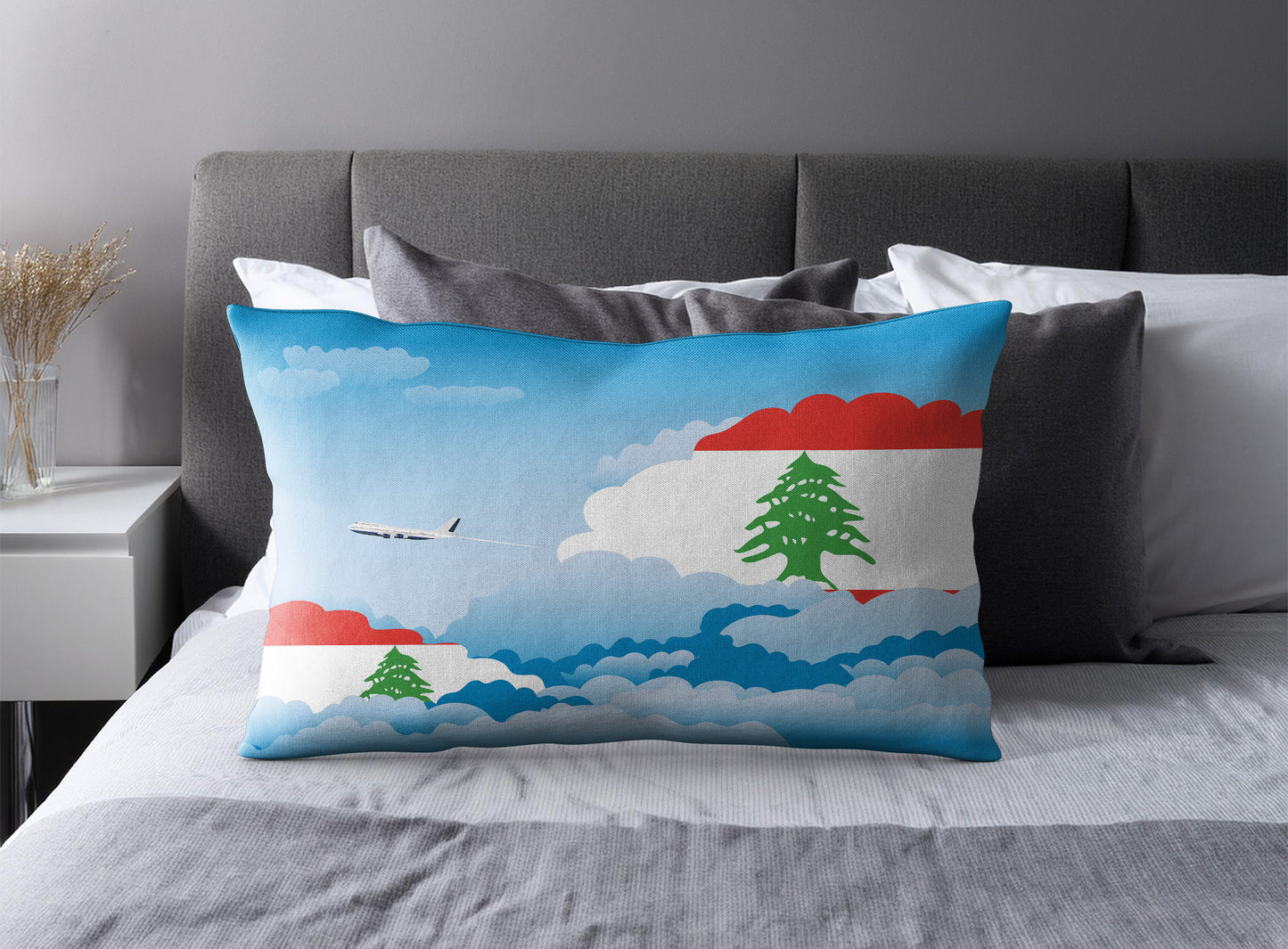 Lebanon World Airplane Day Clouds Square & Rectangle Pillow Cases | Aviation Decorative Pillow Covers