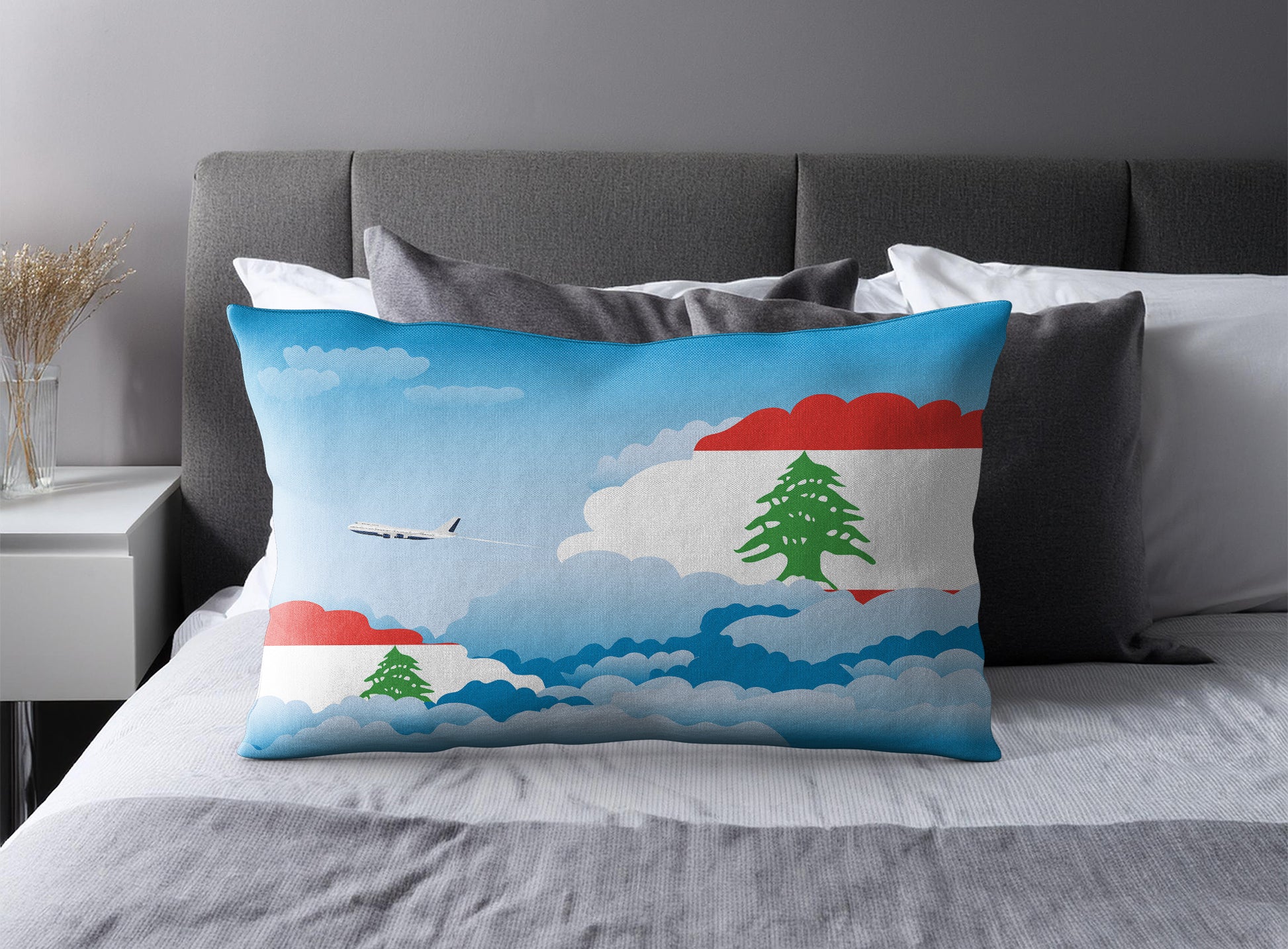 Lebanon World Airplane Day Clouds Square & Rectangle Pillow Cases | Aviation Decorative Pillow Covers