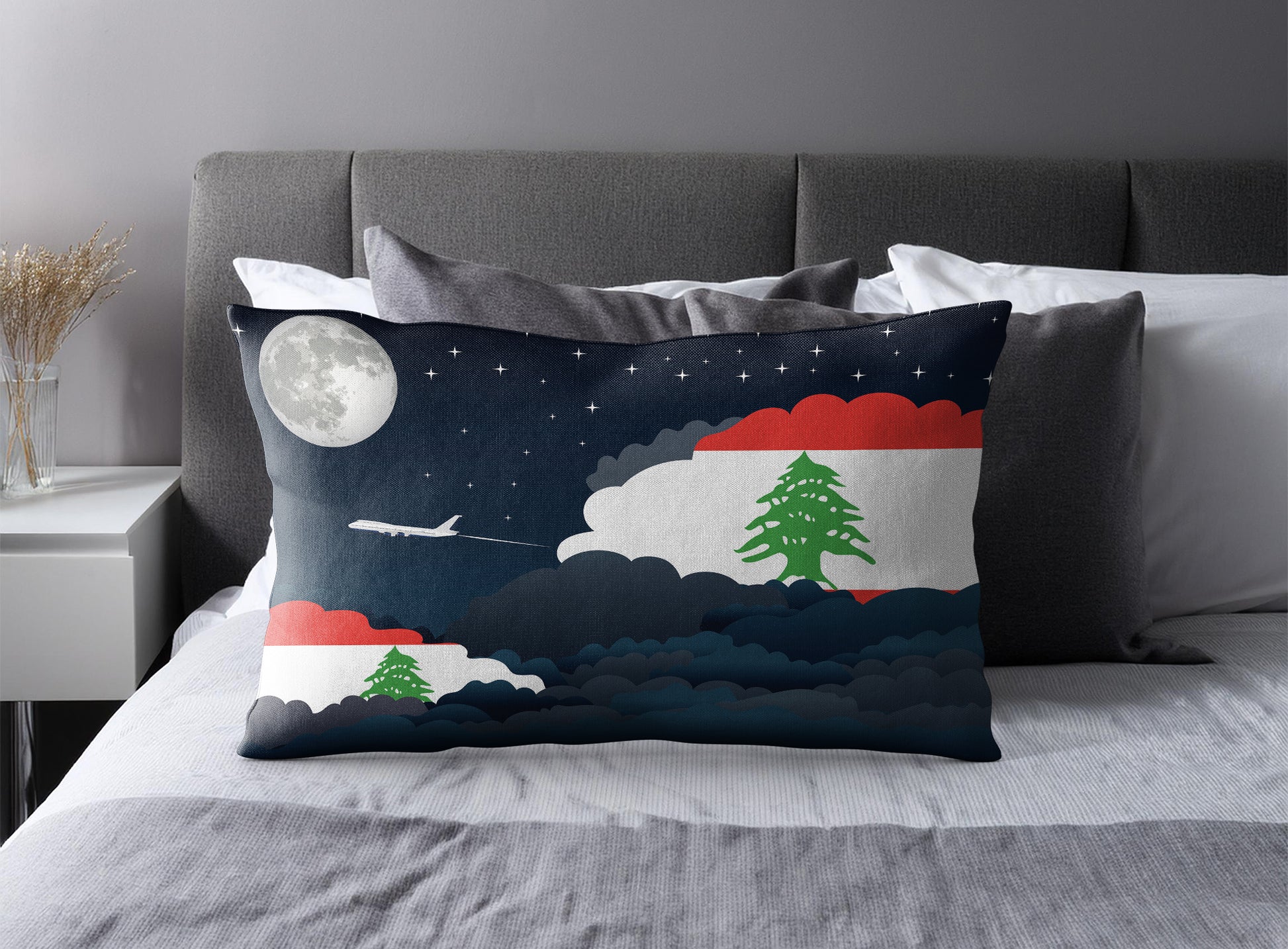 Lebanon Night Clouds Pillow Case and Pillow Throw