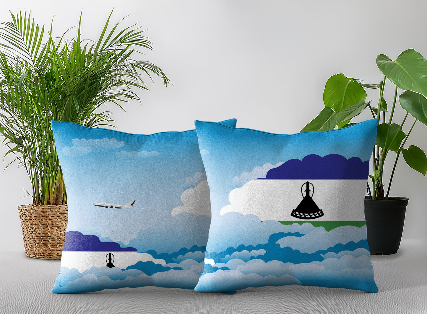 Lesotho Day Clouds Pillow Case and Pillow Throw