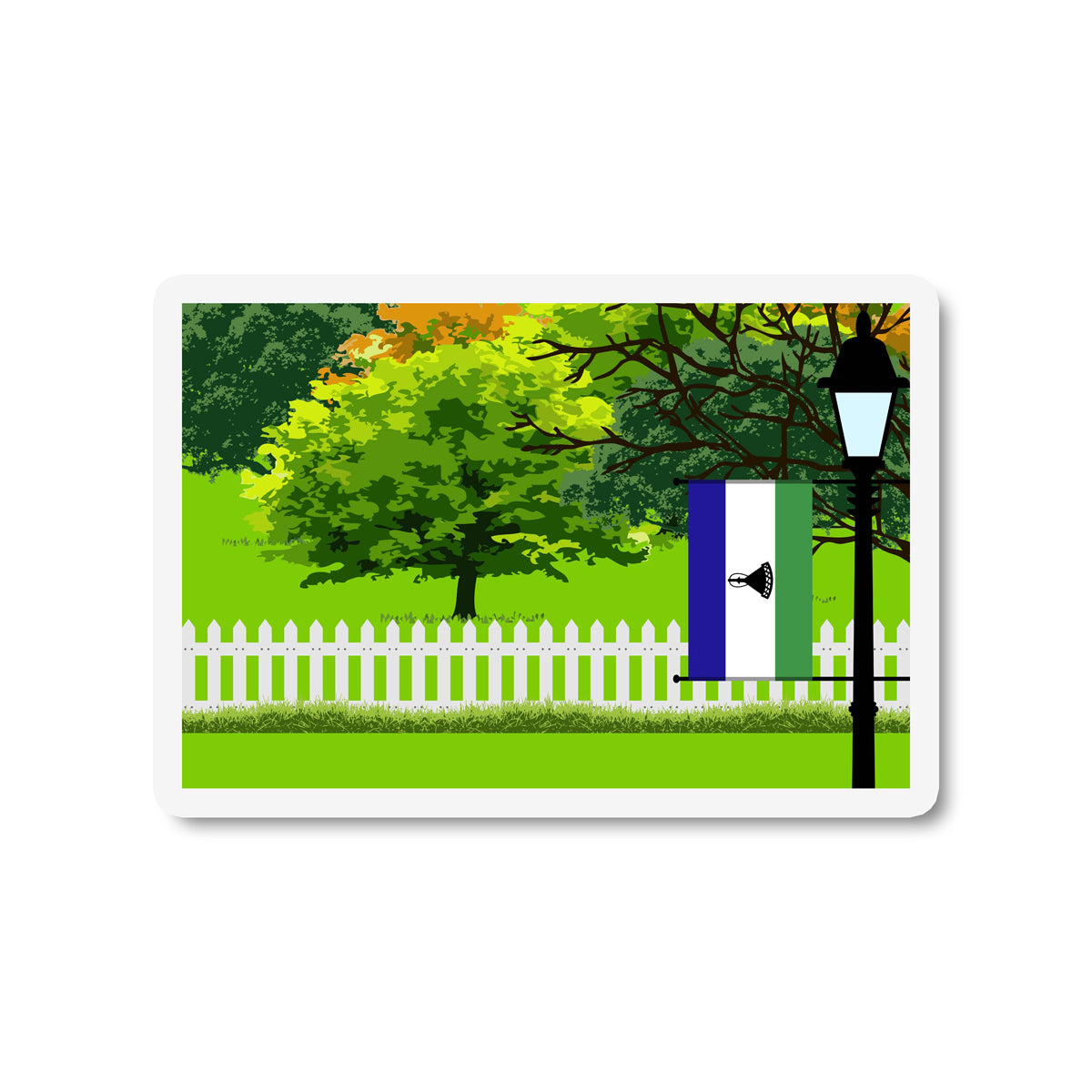 Lesotho Trees and Street Lamp Sticker