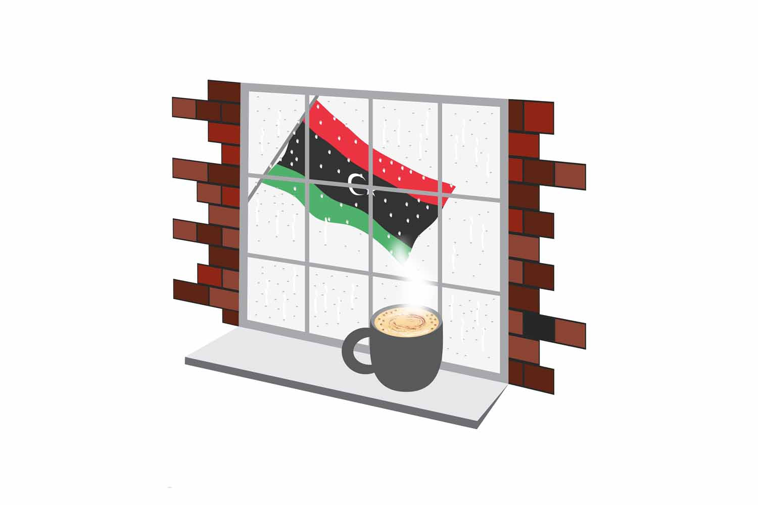 Libya Coffee Rain Window Sticker