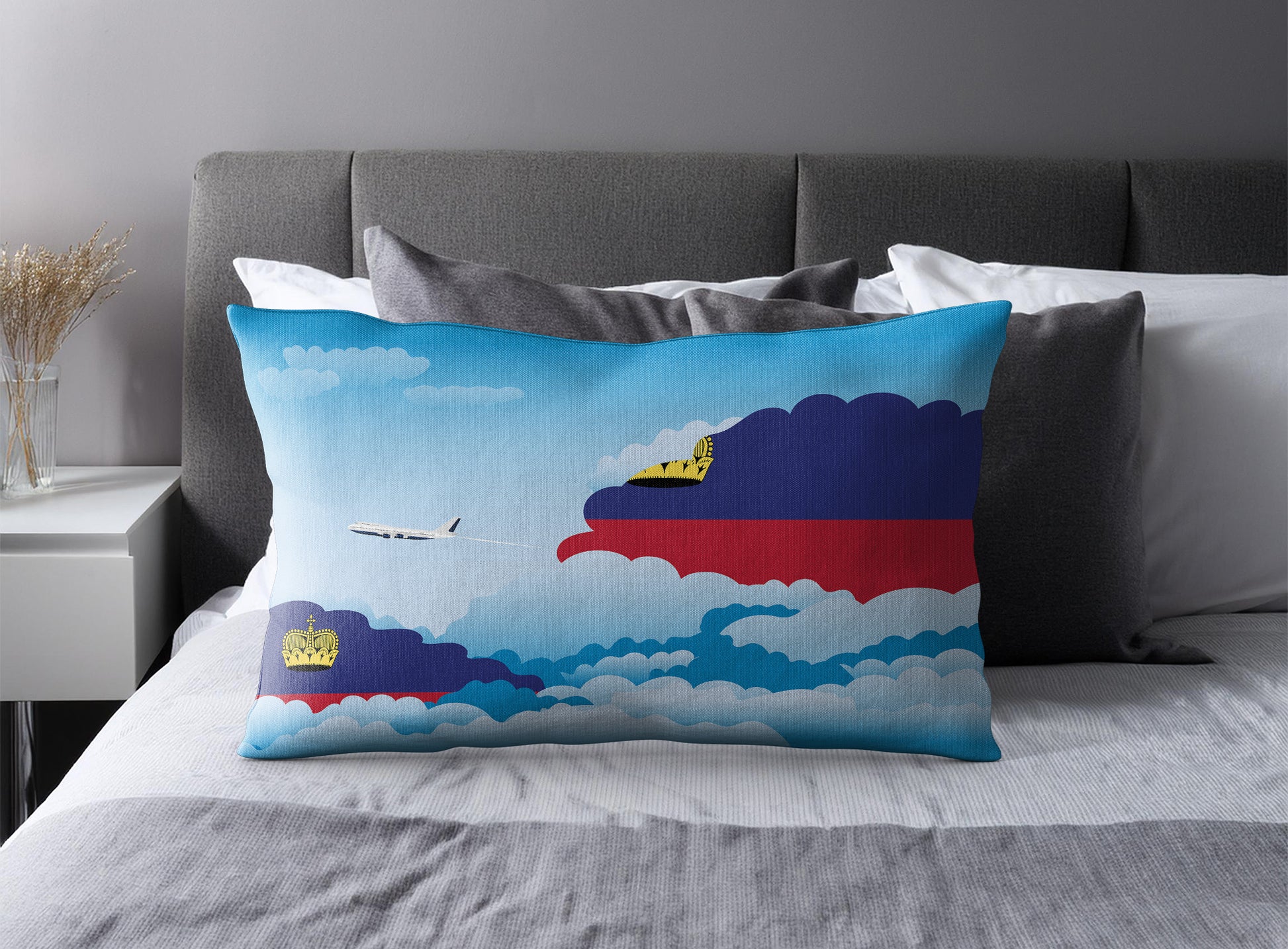 Liechtenstein World Airplane Day Clouds Square & Rectangle Pillow Cases | Aviation Decorative Pillow Covers