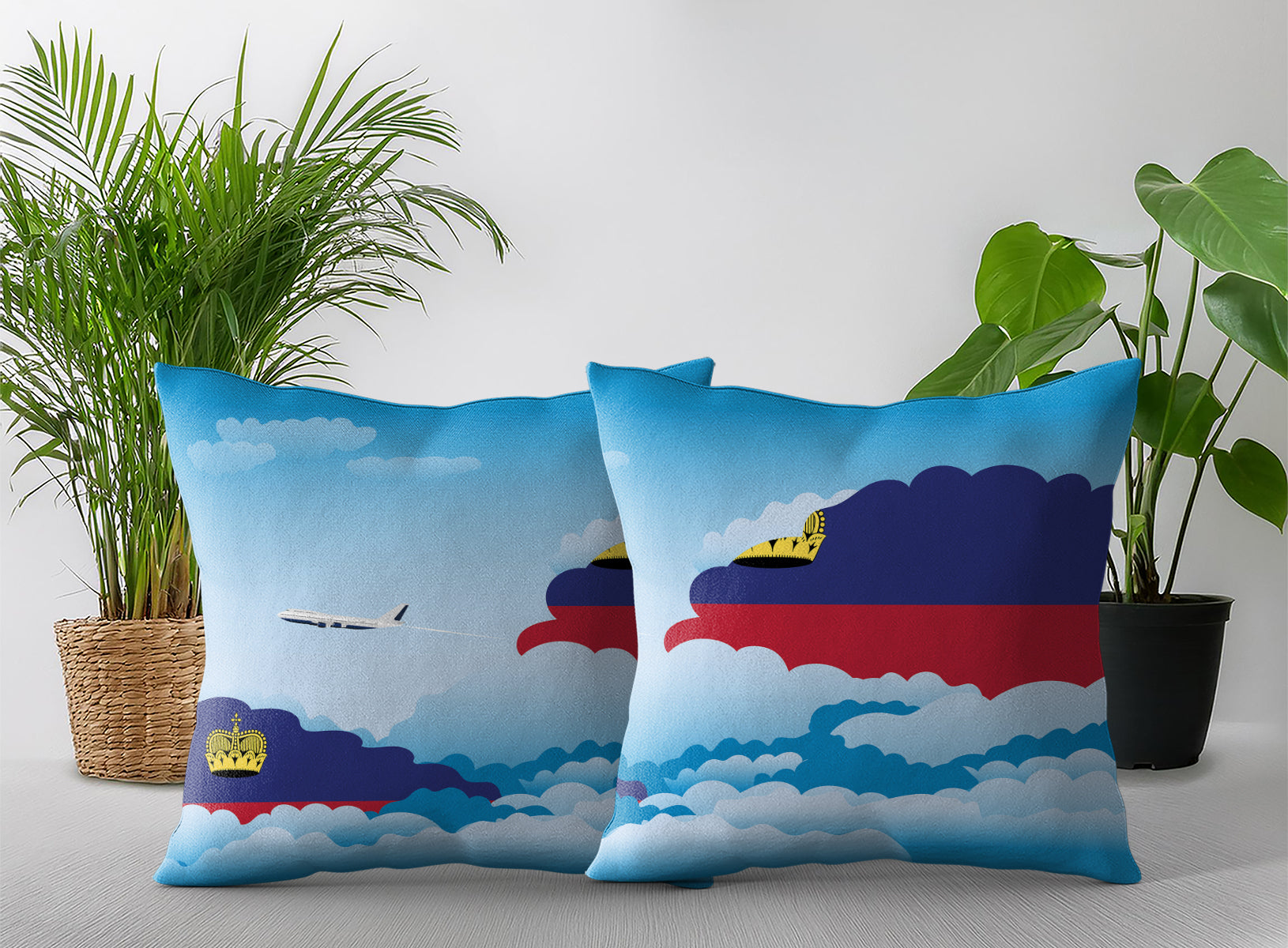 Liechtenstein World Airplane Day Clouds Square & Rectangle Pillow Cases | Aviation Decorative Pillow Covers