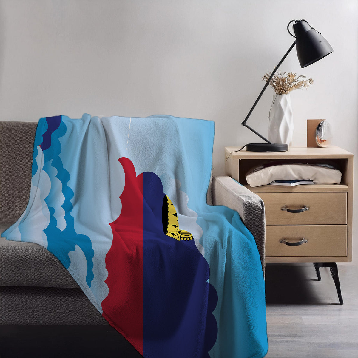 Liechtenstein Day Clouds Blankets & Throws | Soft Premium Blankets | City Posters Plus