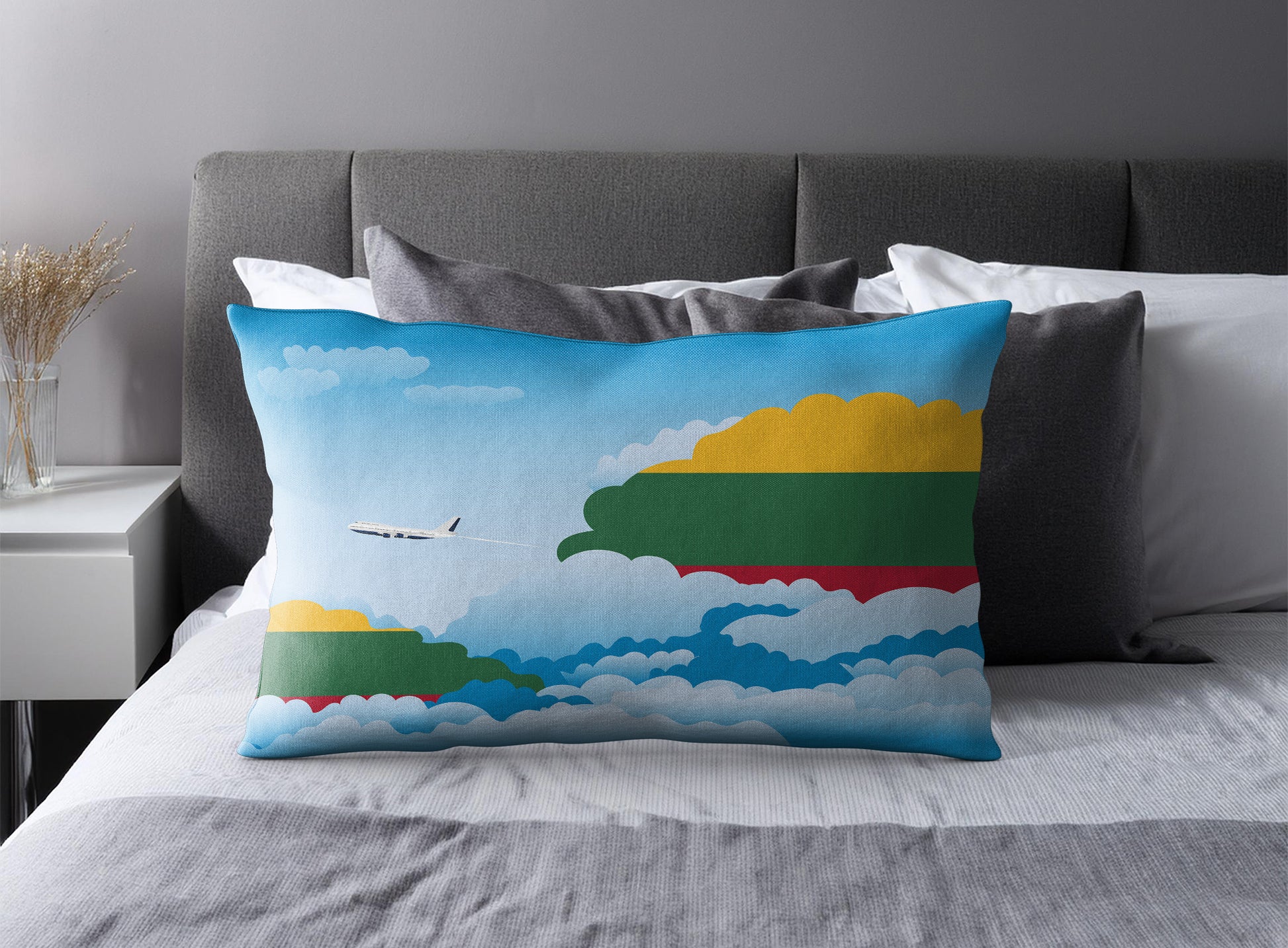 Lithuania World Airplane Day Clouds Square & Rectangle Pillow Cases | Aviation Decorative Pillow Covers