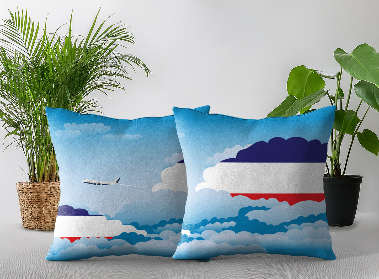 Los Altos Day Clouds Pillow Case and Pillow Throw