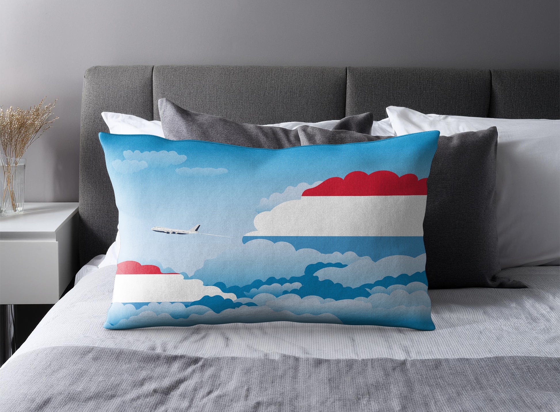 Luxembourg World Airplane Day Clouds Square & Rectangle Pillow Cases | Aviation Decorative Pillow Covers