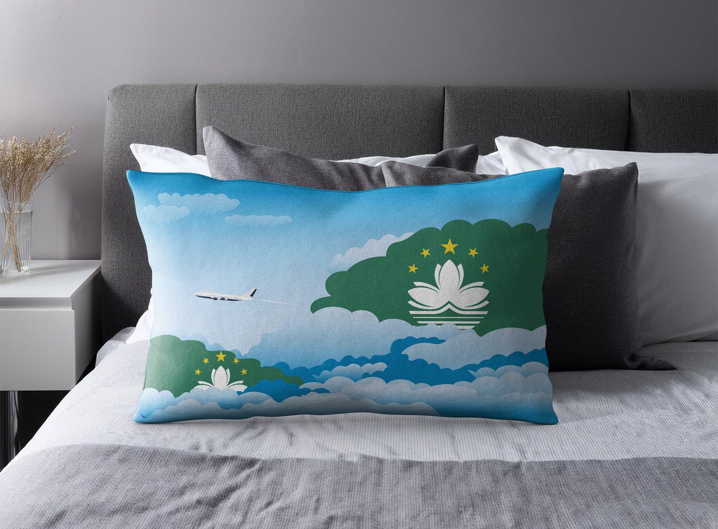 Macau World Airplane Day Clouds Square & Rectangle Pillow Cases | Aviation Decorative Pillow Covers