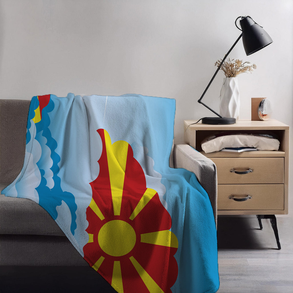 Macedonia Day Clouds Blankets & Throws | Soft Premium Blankets | City Posters Plus