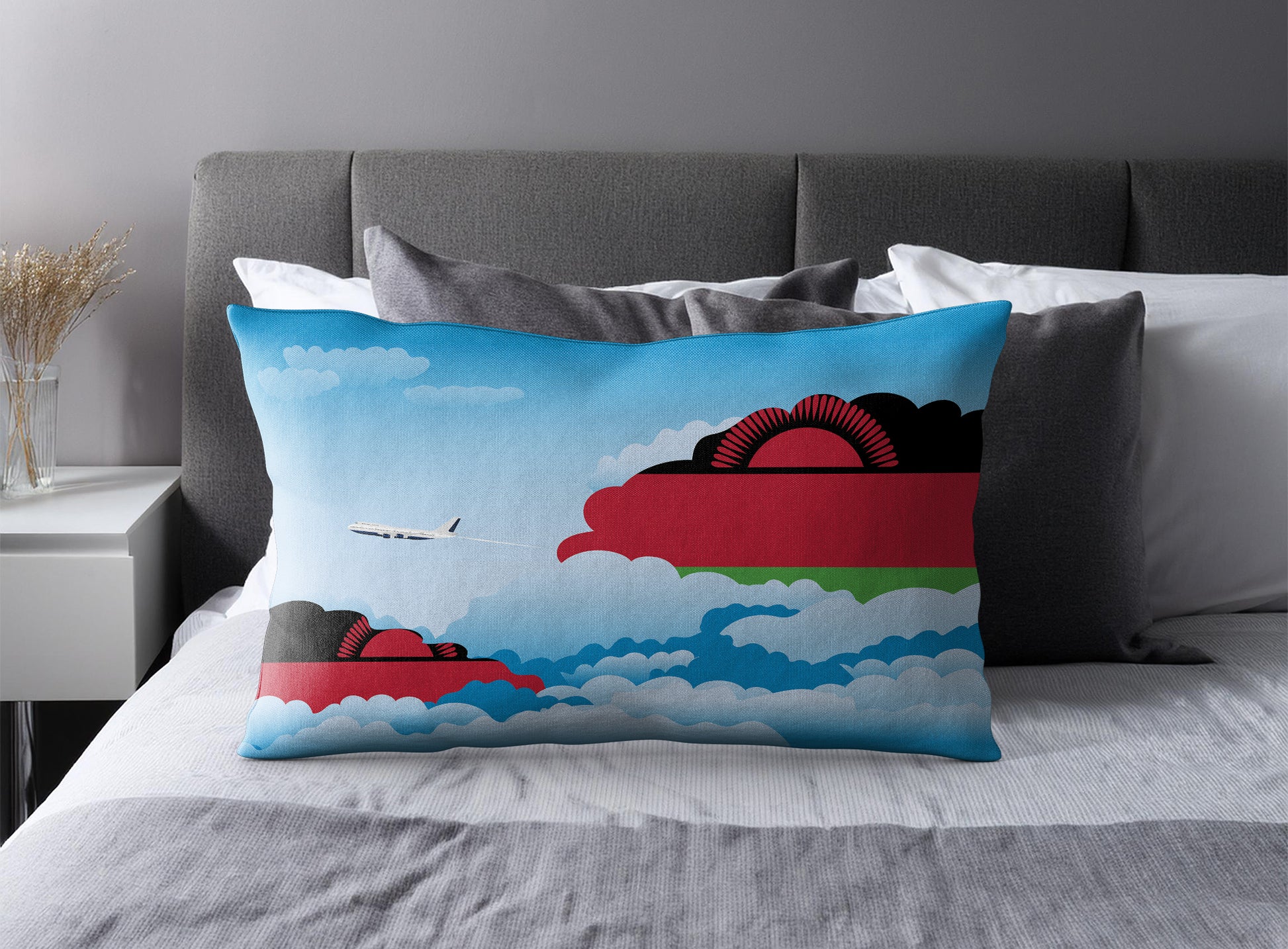 Malawi World Airplane Day Clouds Square & Rectangle Pillow Cases | Aviation Decorative Pillow Covers