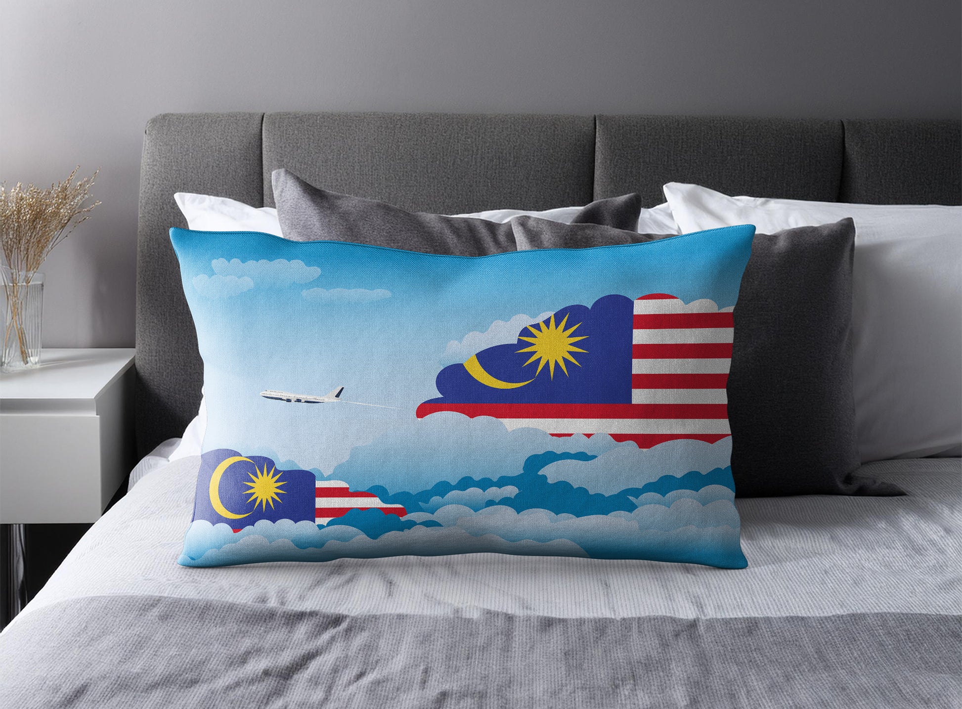 Malaysia World Airplane Day Clouds Square & Rectangle Pillow Cases | Aviation Decorative Pillow Covers