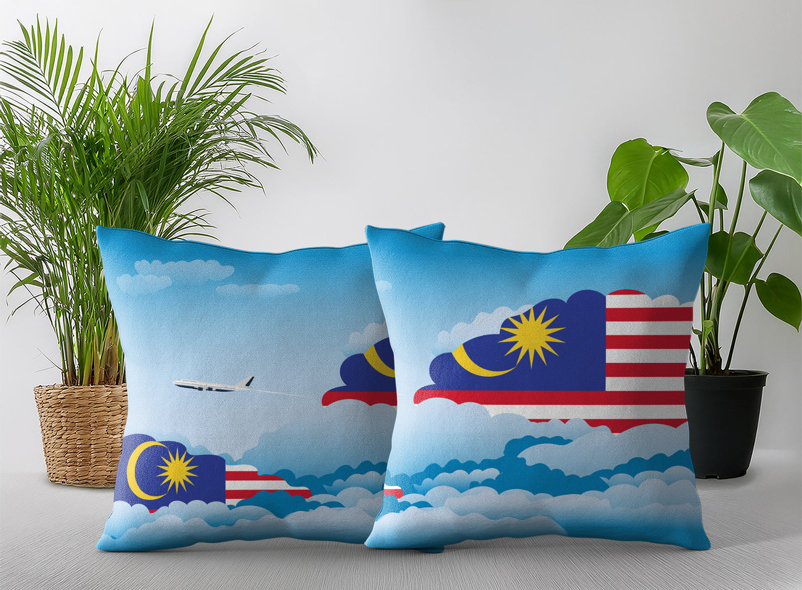 Malaysia World Airplane Day Clouds Square & Rectangle Pillow Cases | Aviation Decorative Pillow Covers
