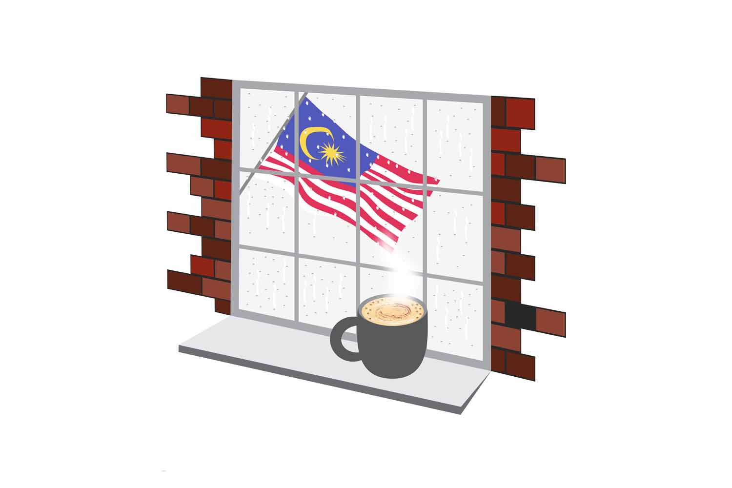 Malaysia Coffee Rain Window Sticker