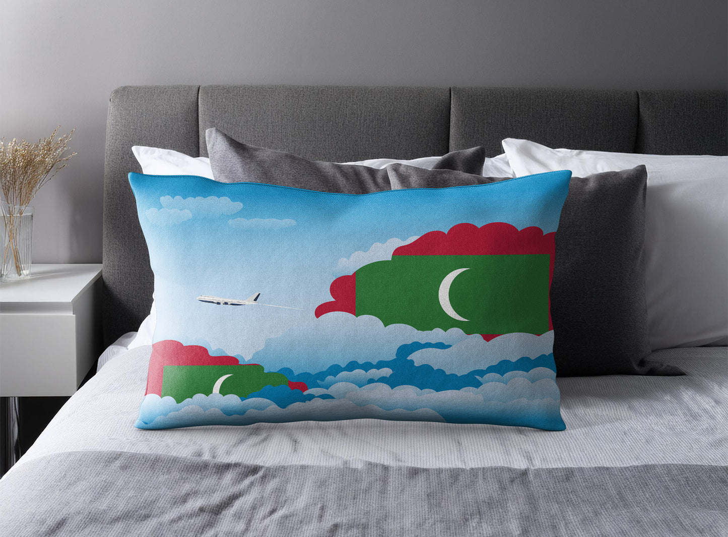 Maldives Day Clouds Pillow Case and Pillow Throw