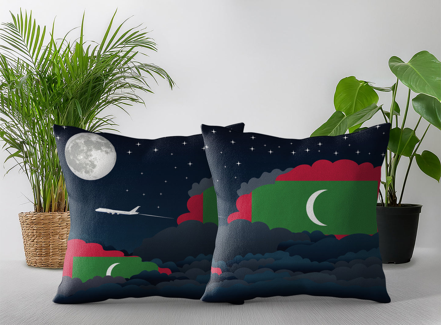 Maldives Night Clouds Pillow Case and Pillow Throw
