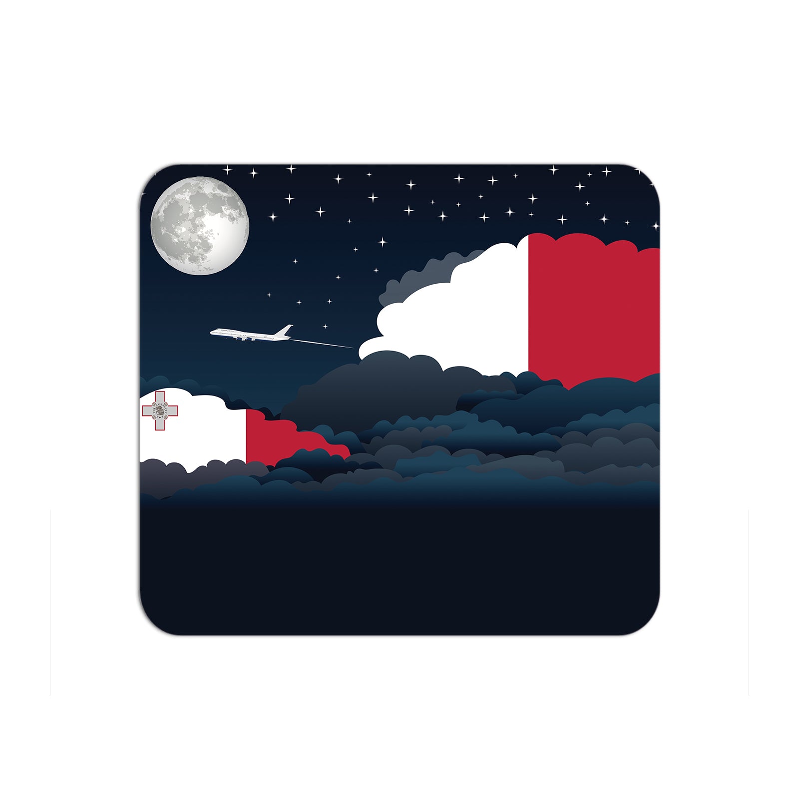 Malta Airplane Airport Flight Night Clouds Mousepad 
