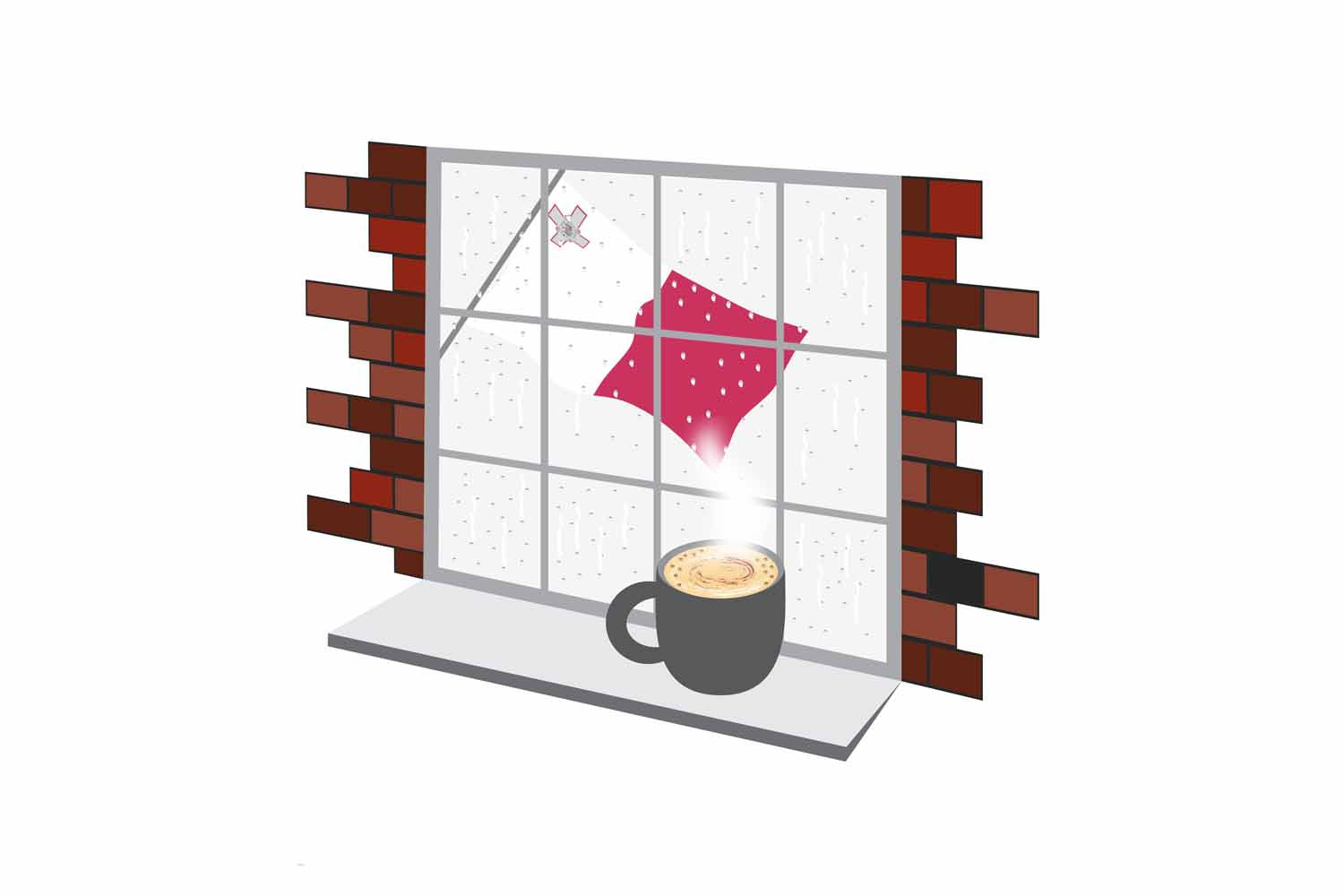 Malta Coffee Rain Window Fridge Magnet