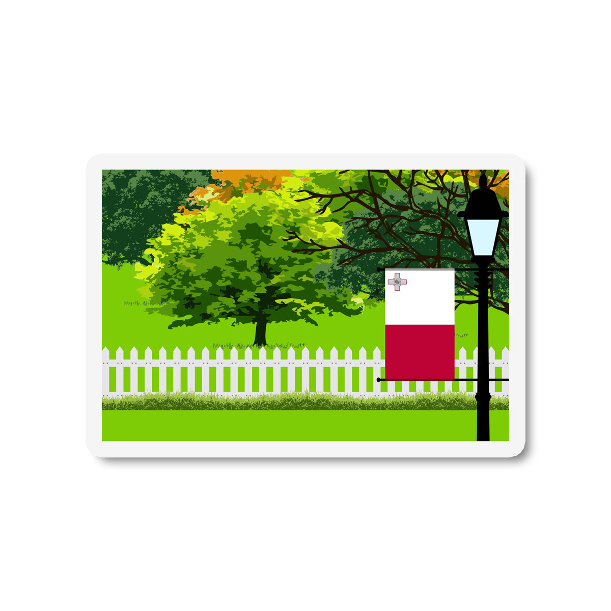 Malta Trees and Street Lamp Sticker