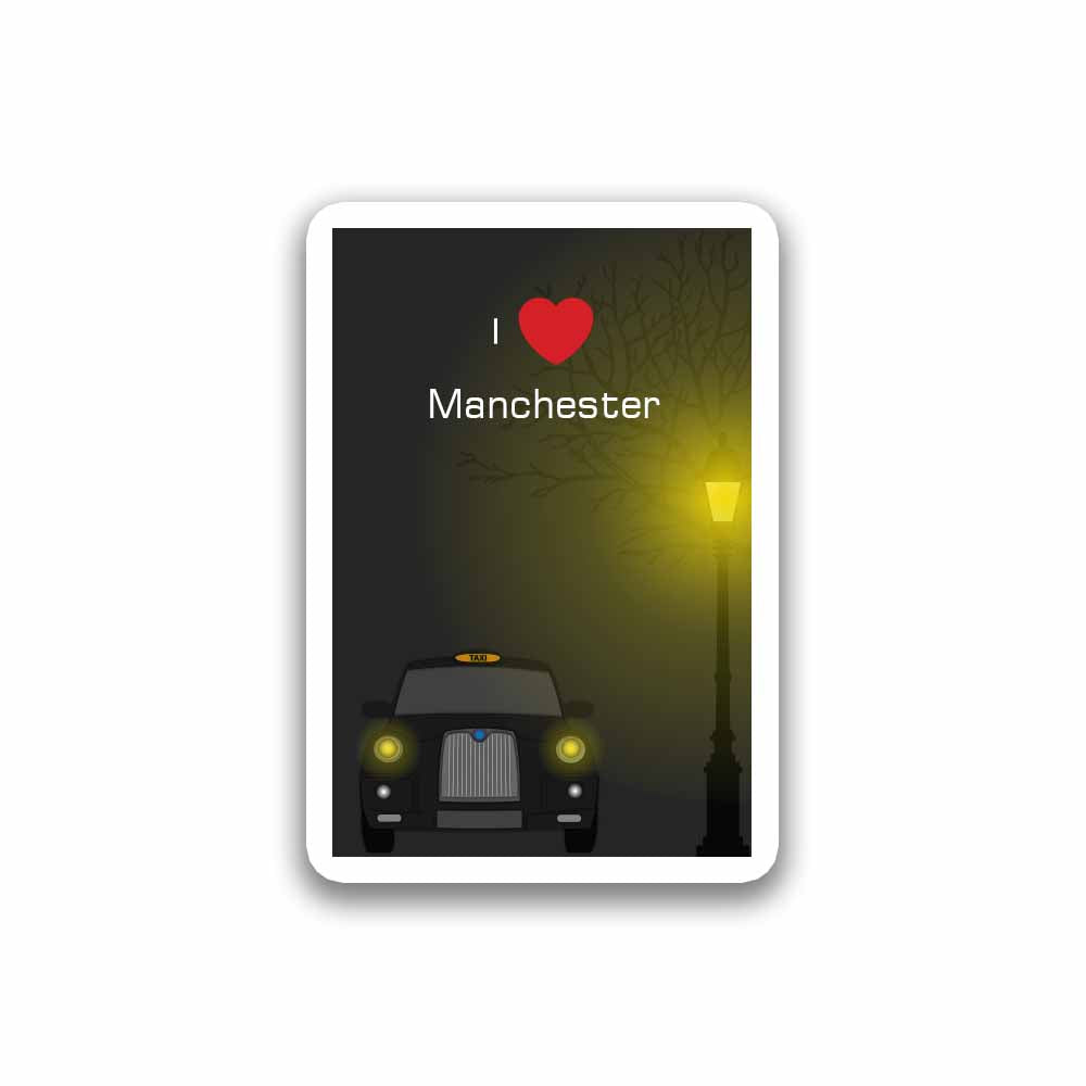 Manchester Taxi Black Fridge Magnet