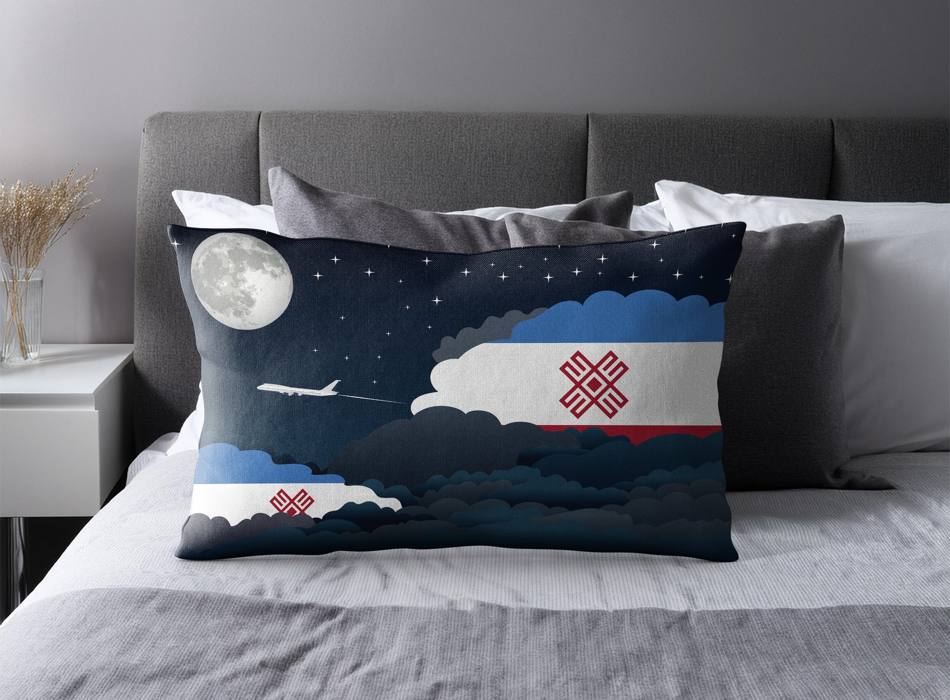 Mari El World Airplane Night Clouds Square & Rectangle Pillow Cases | Aviation Night Sky Pillow Covers