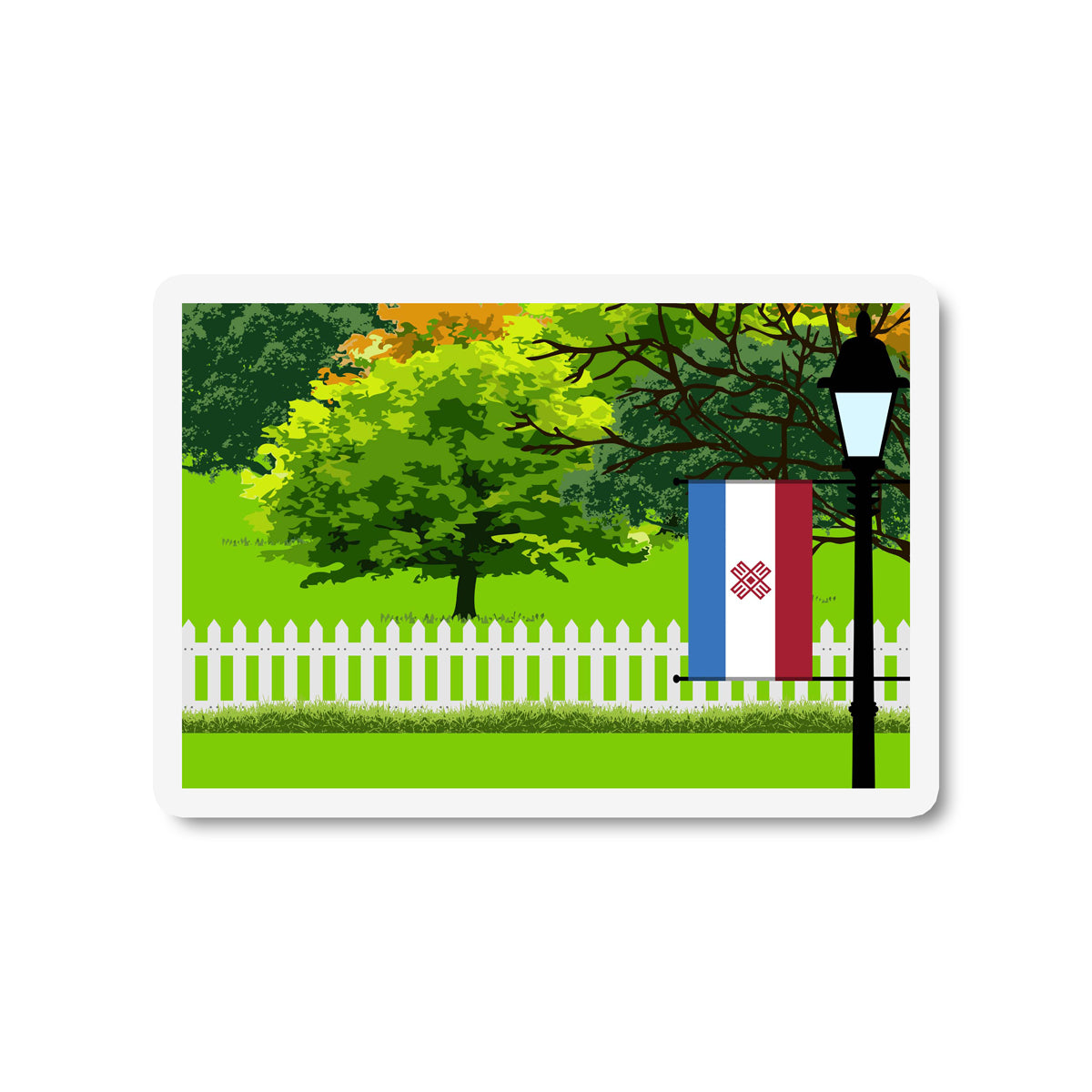 Mari El Trees and Street Lamp Sticker