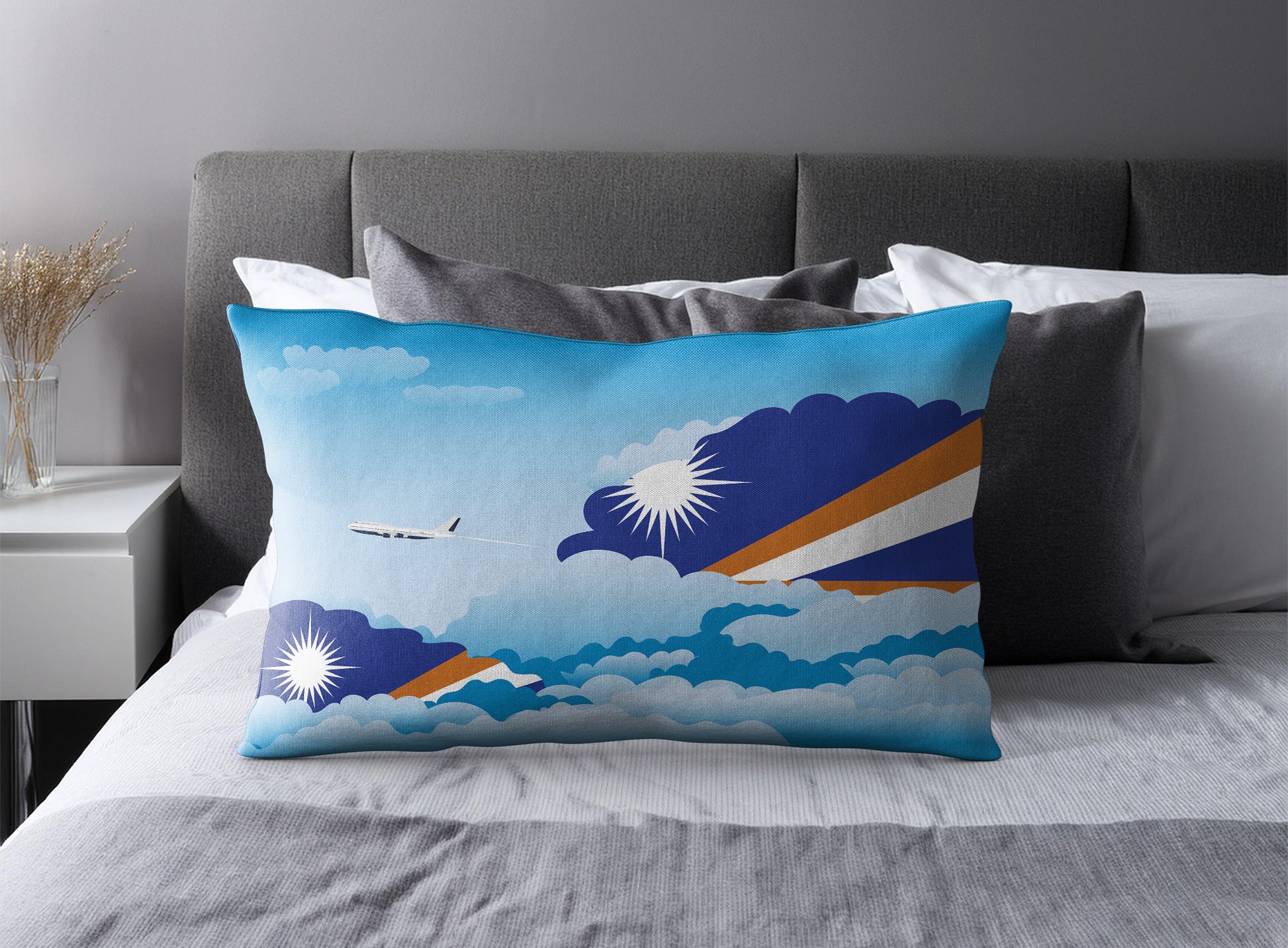 Marshall Islands World Airplane Day Clouds Square & Rectangle Pillow Cases | Aviation Decorative Pillow Covers