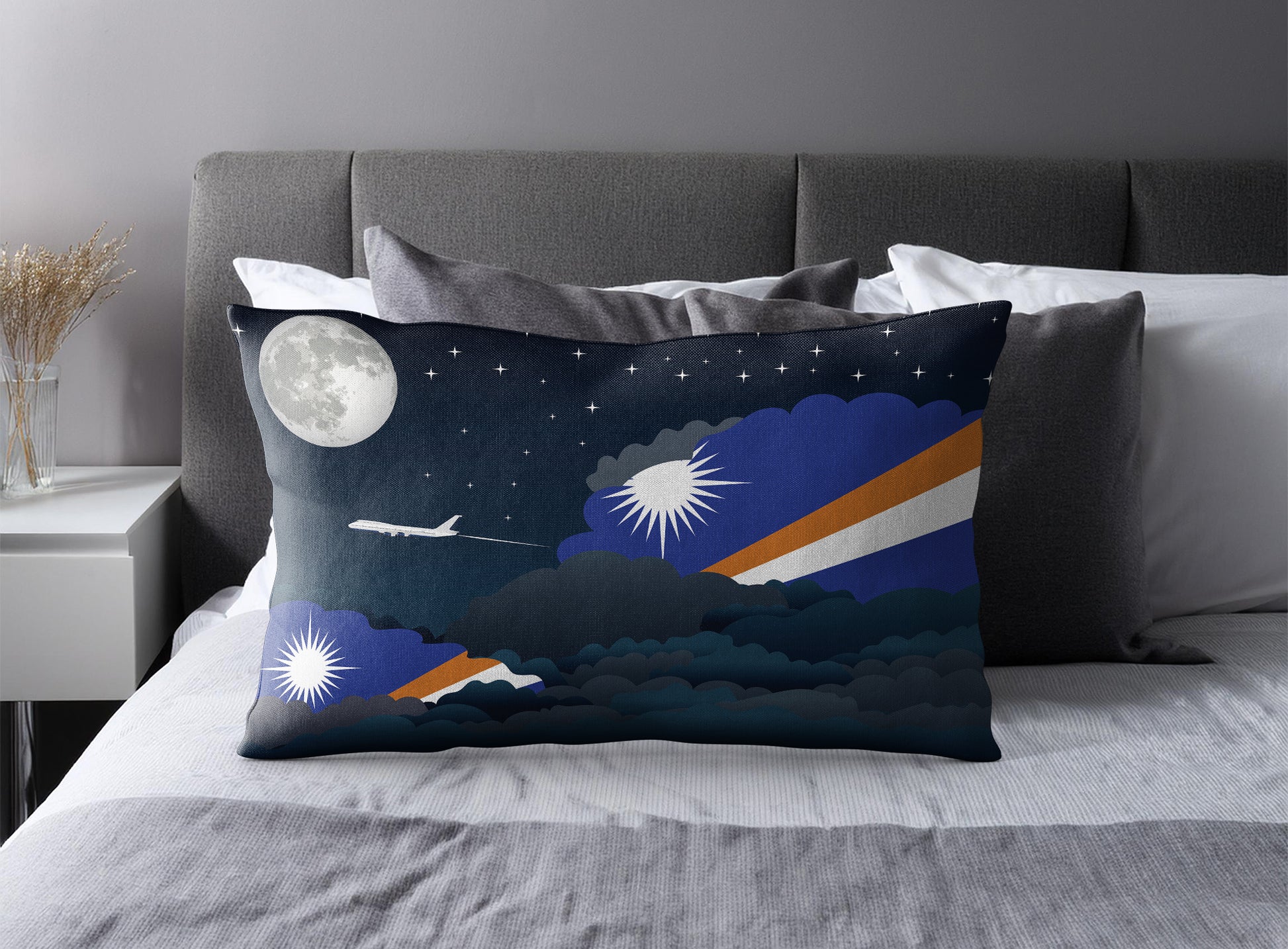 Marshall Islands Night Clouds Pillow Case and Pillow Throw