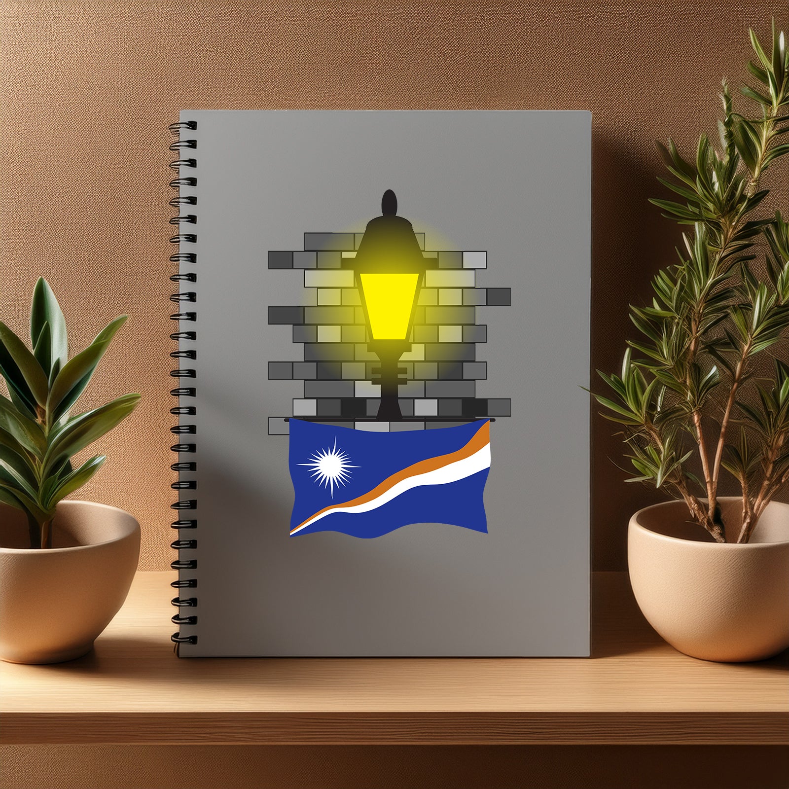Marshall Islands  Street Lamp Bricks Notebook