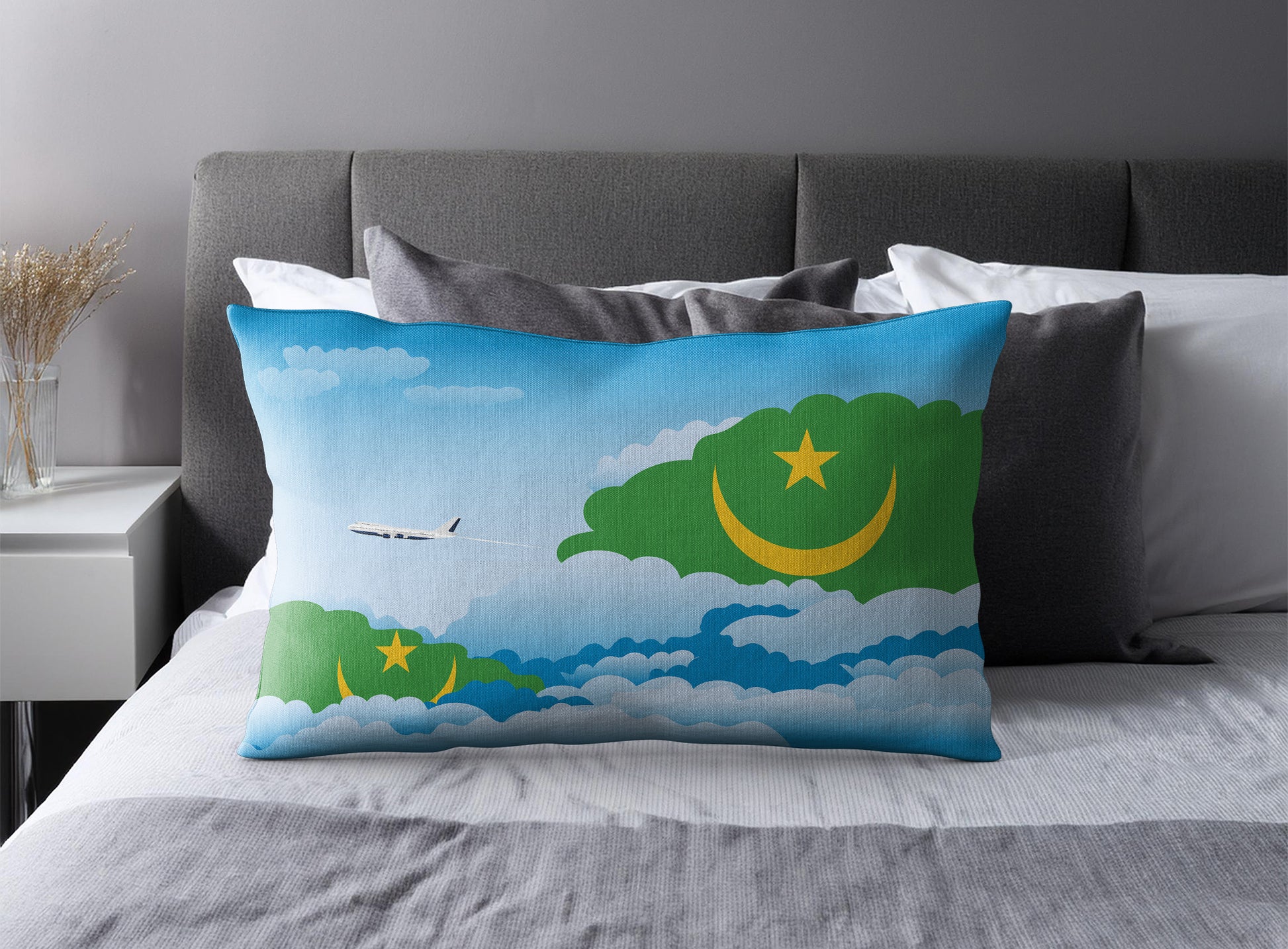 Mauritania World Airplane Day Clouds Square & Rectangle Pillow Cases | Aviation Decorative Pillow Covers