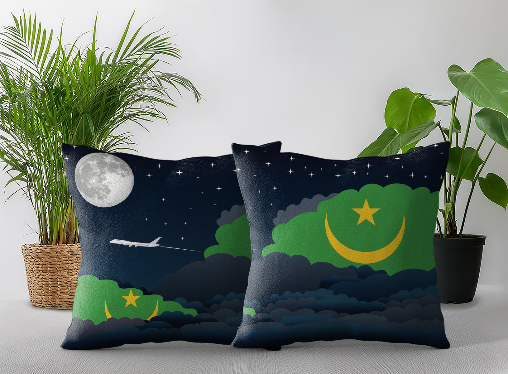 Mauritania Night Clouds Pillow Case and Pillow Throw