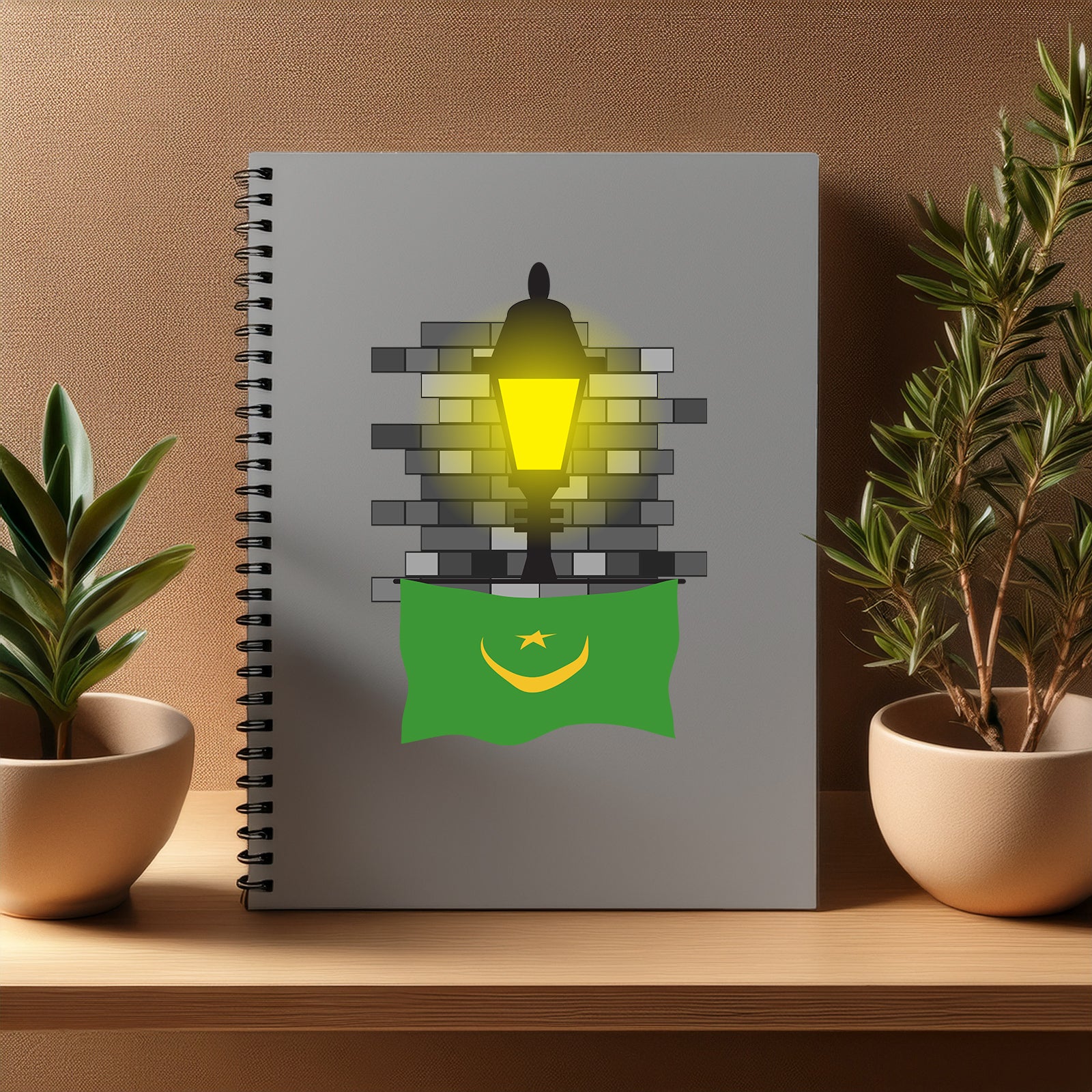 Mauritania  Street Lamp Bricks Notebook