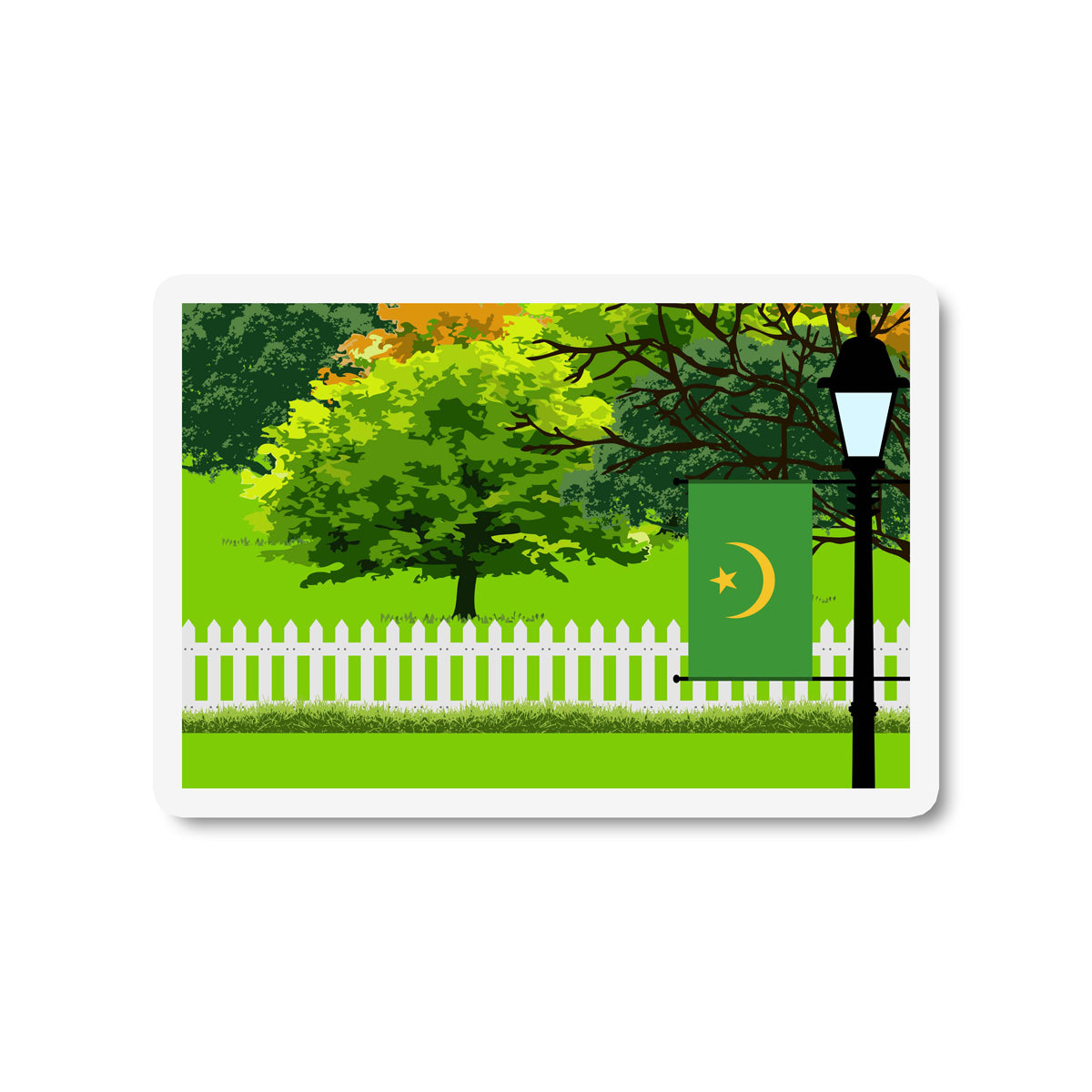 Mauritania Trees and Street Lamp Sticker