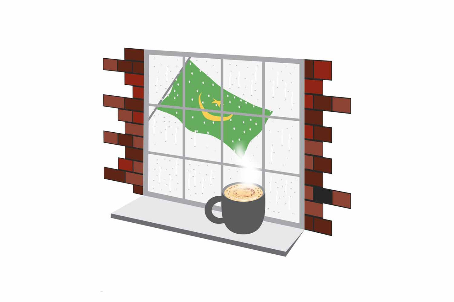 Mauritania Coffee Rain Window Fridge Magnet