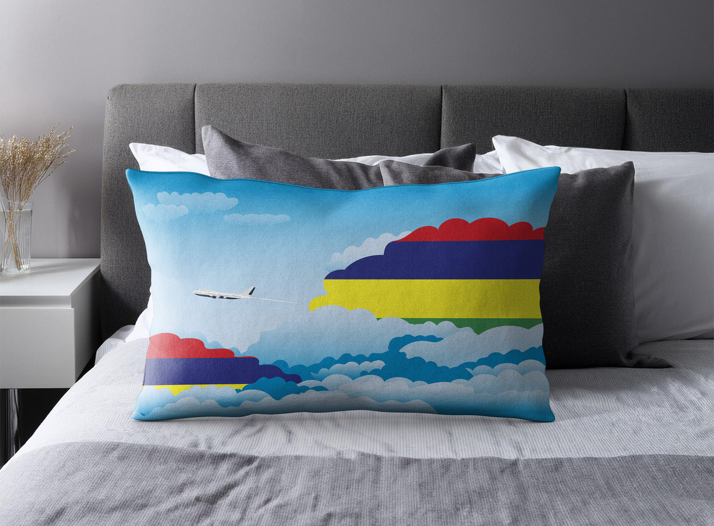 Mauritius World Airplane Day Clouds Square & Rectangle Pillow Cases | Aviation Decorative Pillow Covers