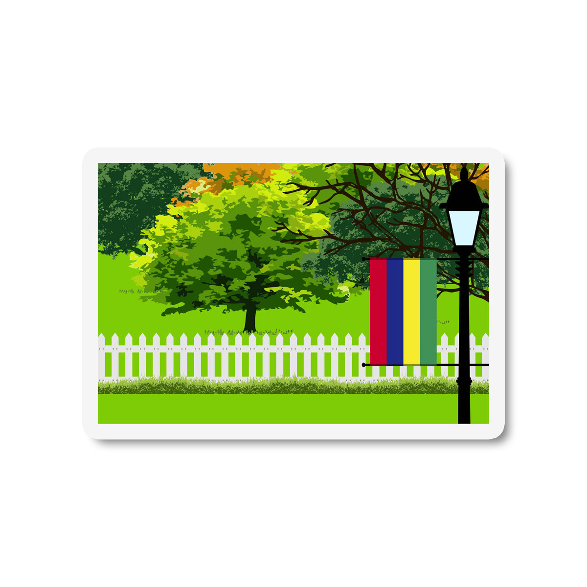 Mauritius Trees and Street Lamp Sticker