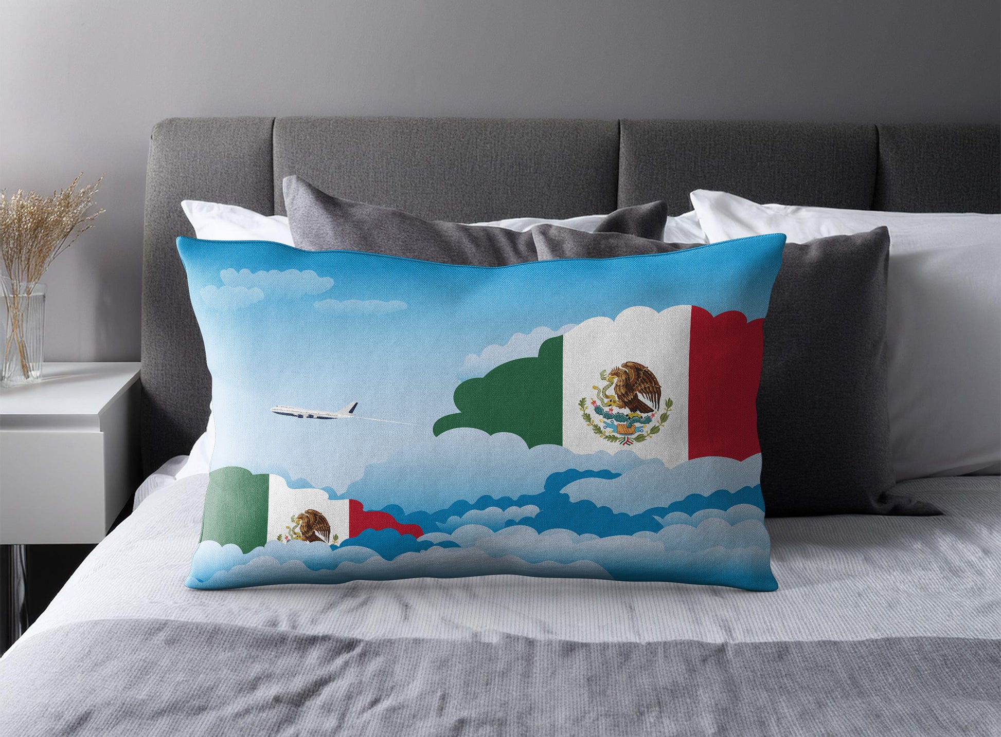 Mexico World Airplane Day Clouds Square & Rectangle Pillow Cases | Aviation Decorative Pillow Covers