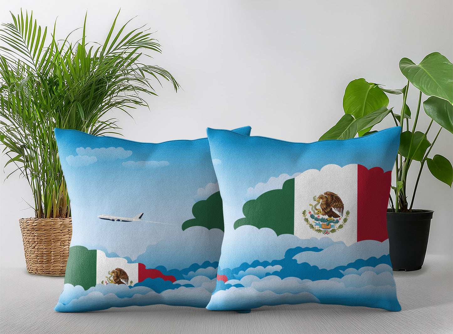 Mexico Day Clouds Pillow Case and Pillow Throw