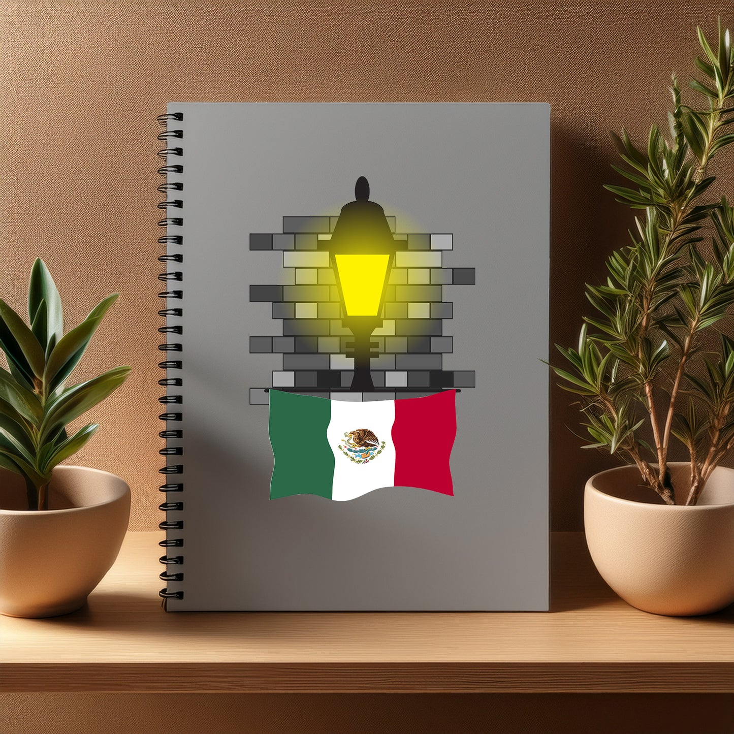 Mexico  Street Lamp Bricks Notebook