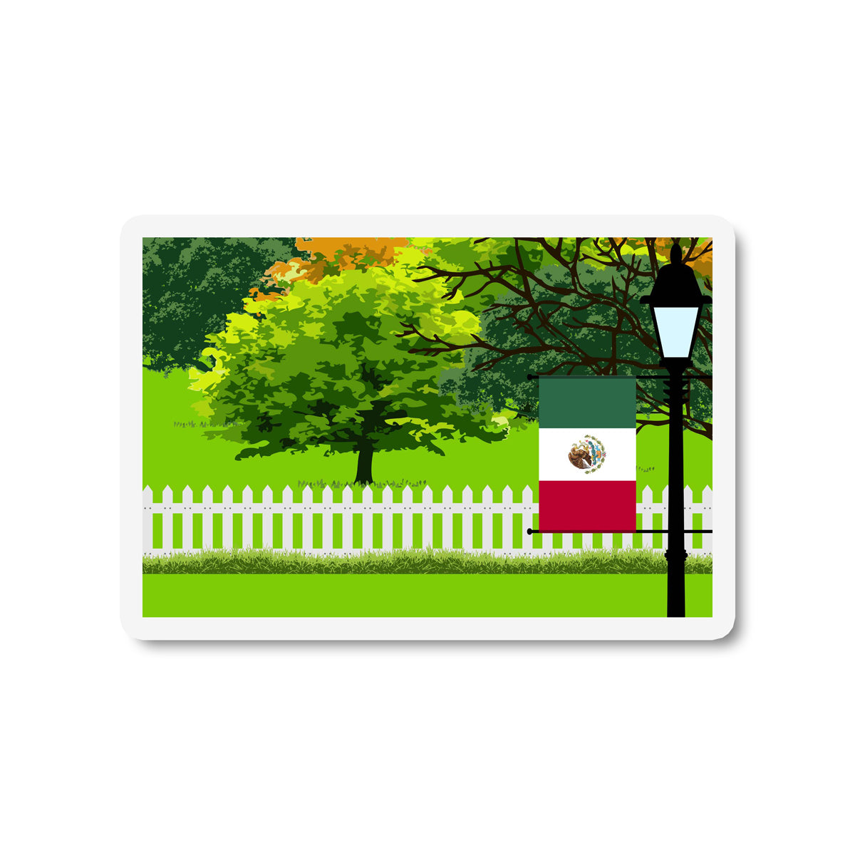 Mexico Trees and Street Lamp Sticker