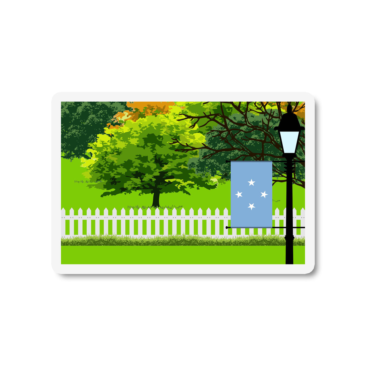 Micronesia Federated States Trees and Street Lamp Sticker