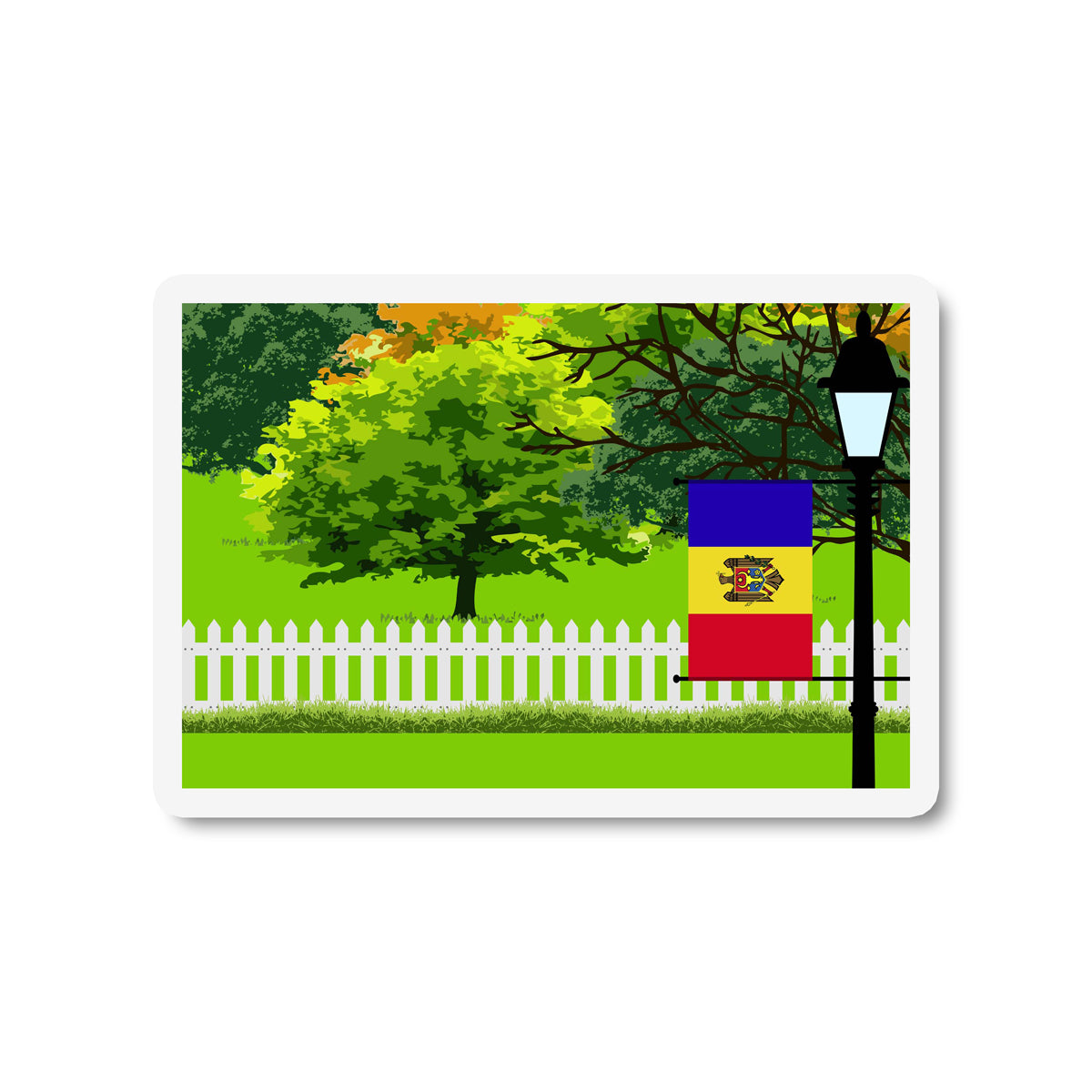 Moldova Trees Street Lamp Fridge Magnet